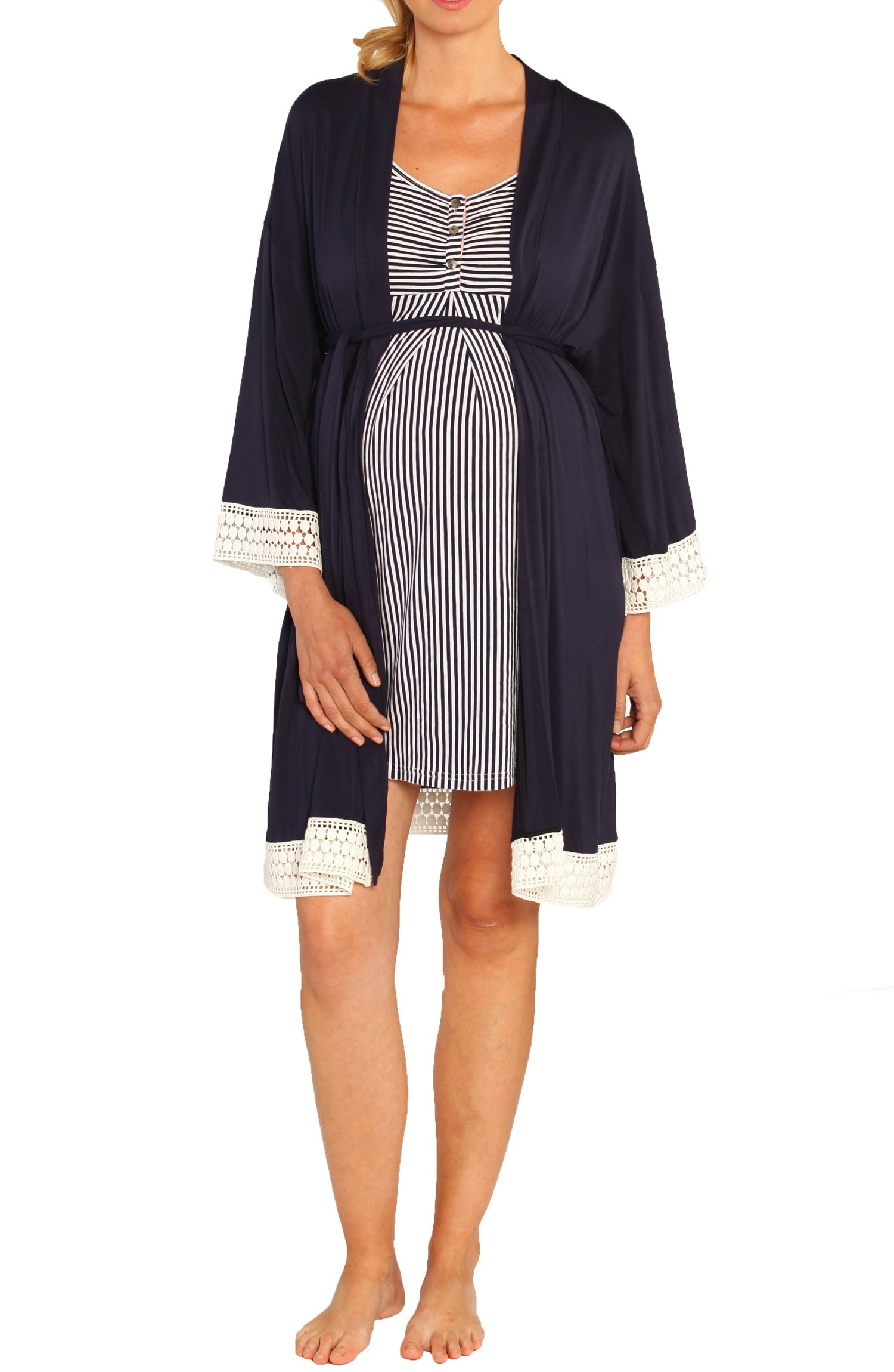 Soft Maternity Hospital Robe for Labor & Delivery | Nursing Nightgown & Baby Swaddle Blanket | Comfortable Postpartum & Breastfeeding Wear for New Moms