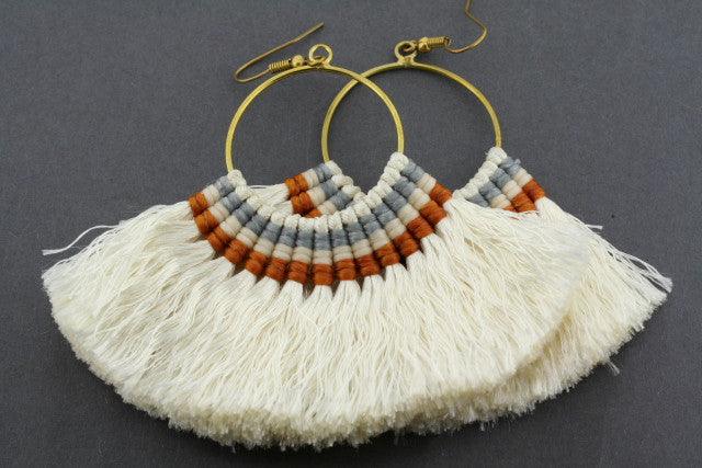 Large Silk Hoop Earrings in Cream - Elegant & Lightweight for Women - Perfect for Weddings, Parties & Everyday Wear