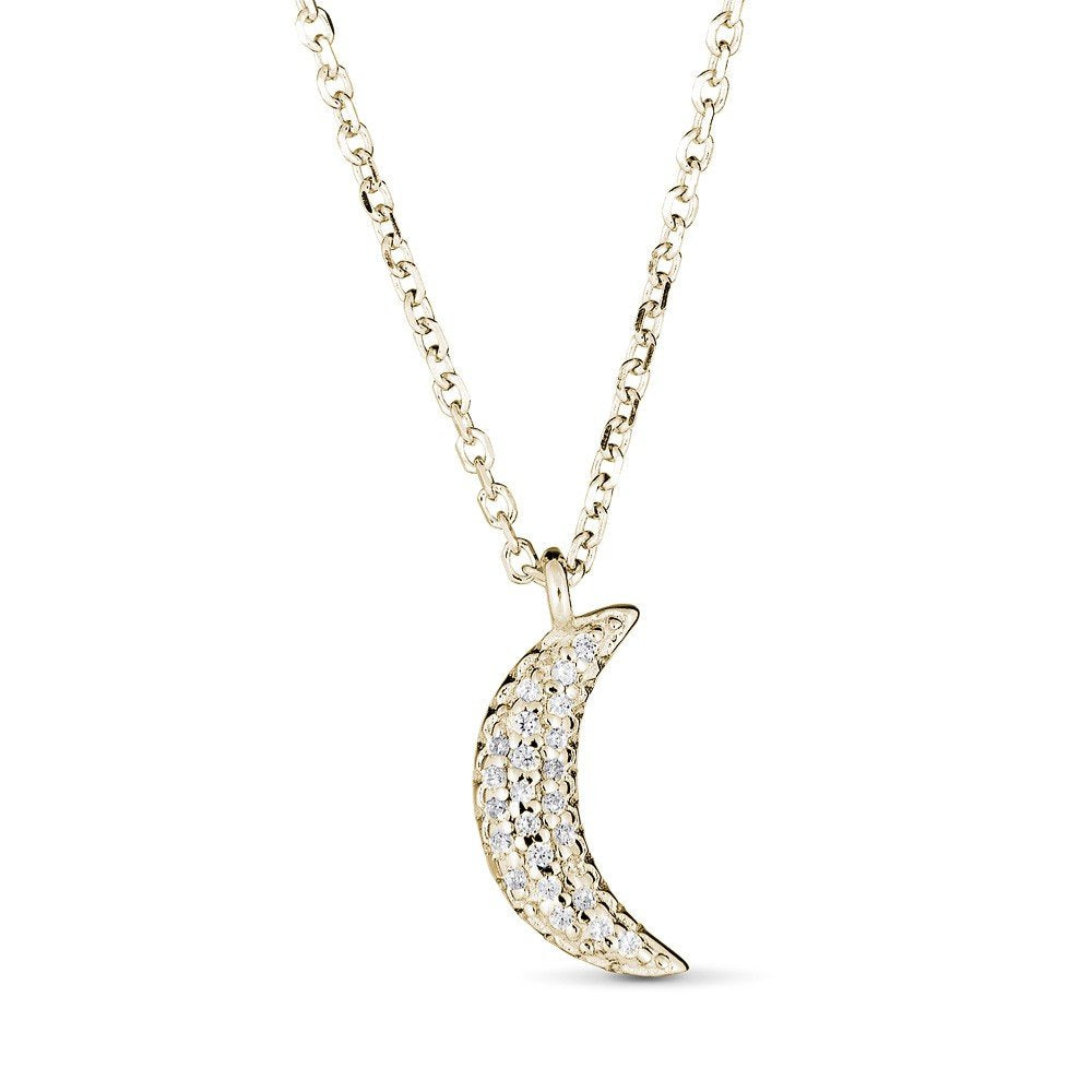 14K Gold 1/20 CTW Diamond Crescent Moon Necklace for Women - Elegant Celestial Jewelry for Date Night, Wedding & Special Occasions