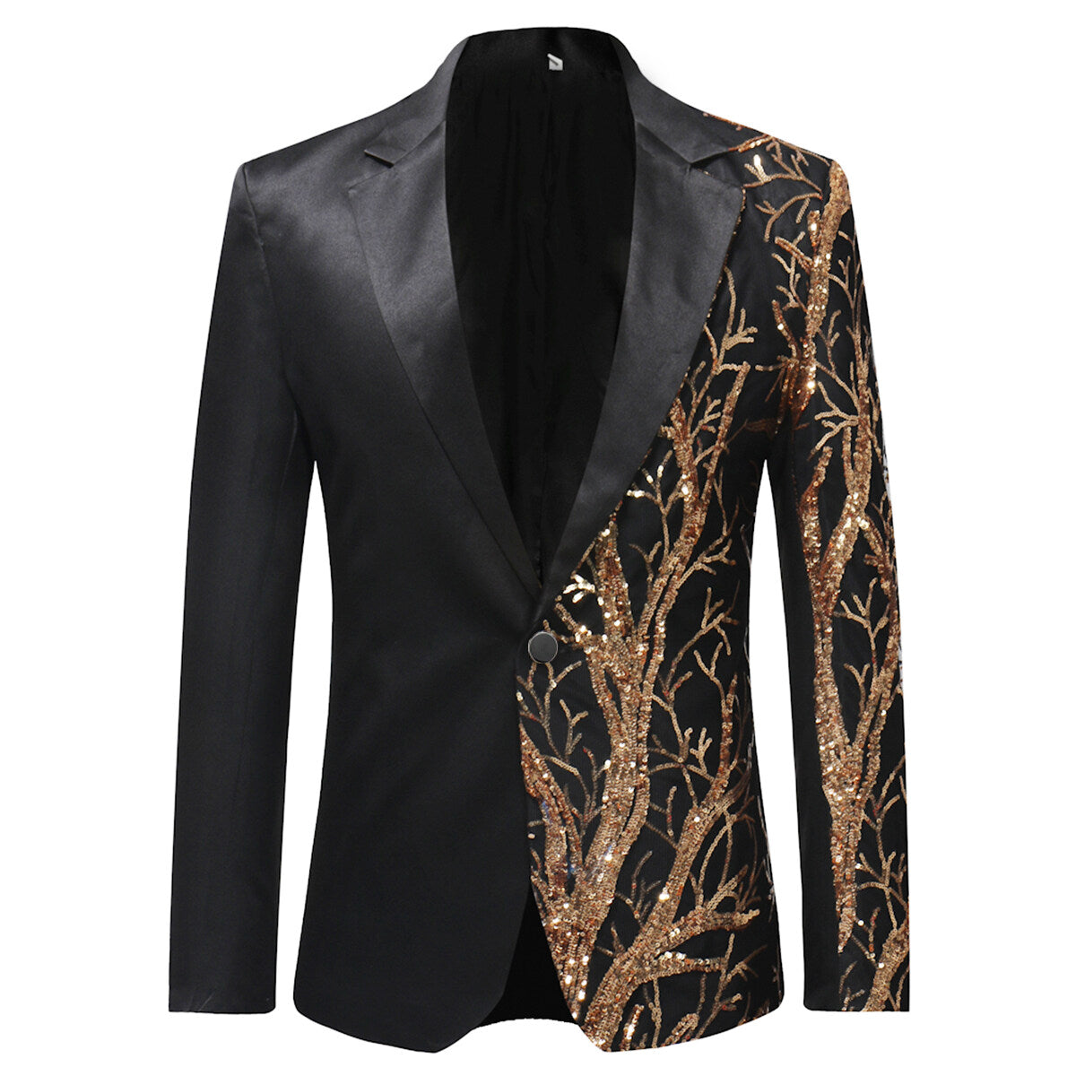Slim Fit Lightning Tree Sequin Blazer for Women - Elegant Black Sparkle Jacket for Party, Wedding & Evening Events
