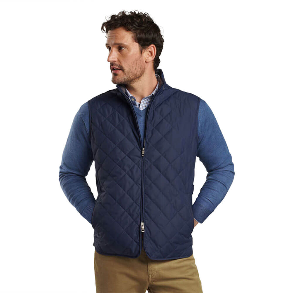Peter Millar Essex Vest for Men - Navy Blue Lightweight Quilted Down Vest | Outdoor Activities, Casual Wear, Layering in Fall & Winter