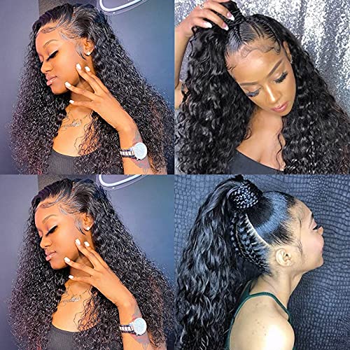 13x4 Deep Wave Lace Front Wig Human Hair - 180% Density Pre-Plucked with Baby Hair | Glueless HD Frontal Brazilian Virgin Hair Wig (22 Inch, Natural Color) for Women | Perfect for Daily Wear, Parties & Special Occasions