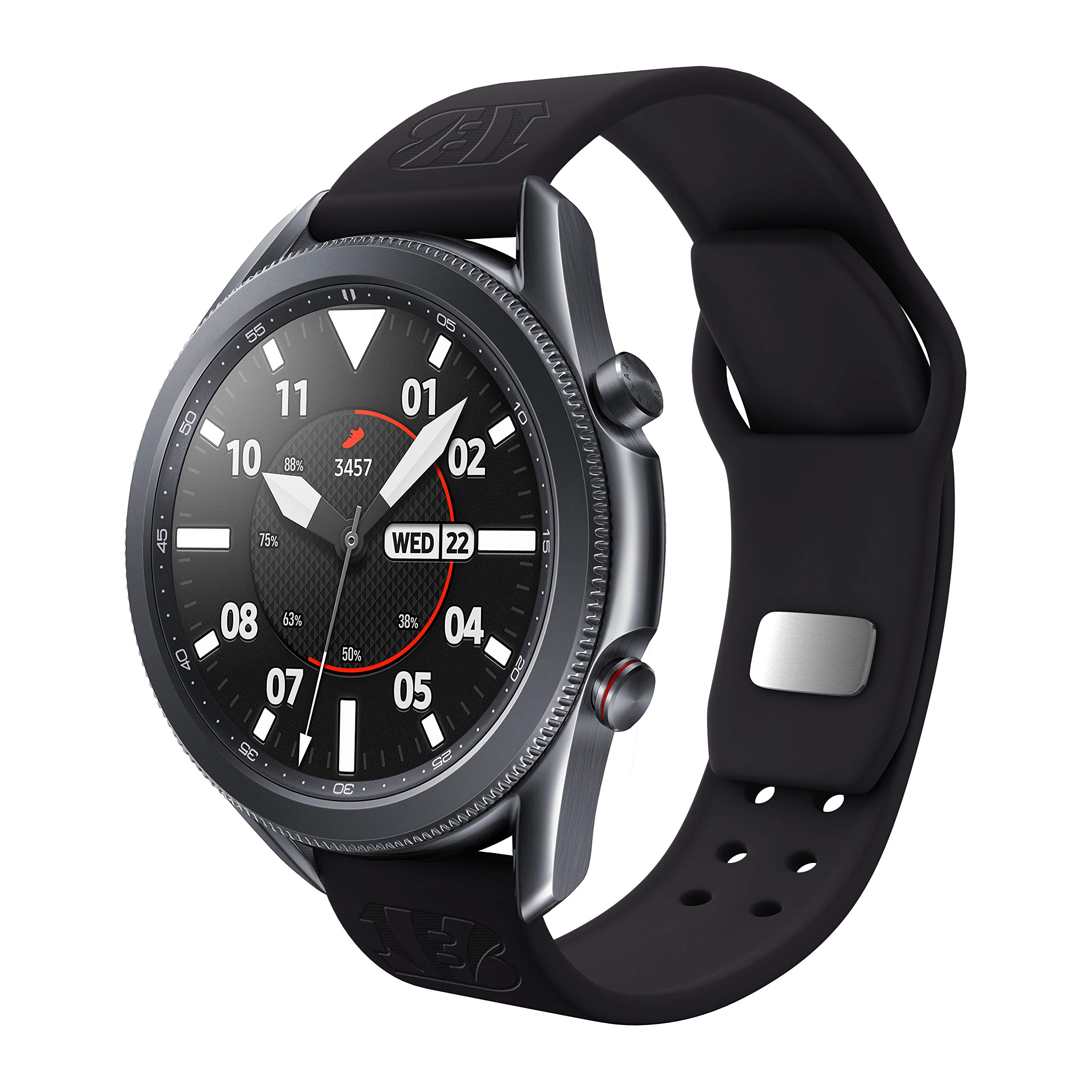Cincinnati Bengals Quick Change Silicone Watch Band Compatible with Samsung Galaxy Watch, Apple Watch, Fitbit - Durable & Comfortable Sports Strap for Running, Workout & Daily Wear