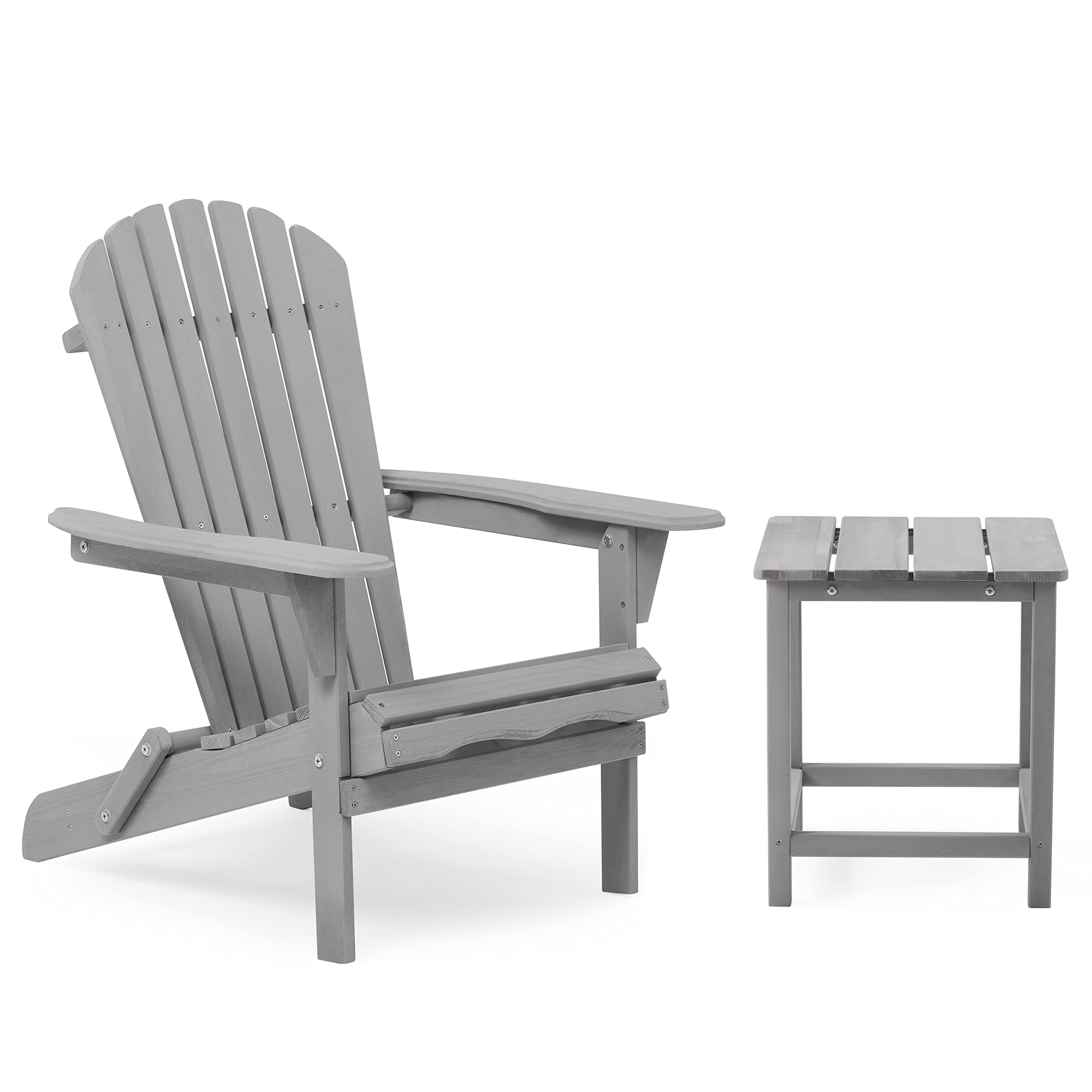 **Outdoor Folding Adirondack Chair & Table Set - Half Assembled Cedar Wood Patio Furniture for Garden, Lawn, Backyard, Deck, Pool & Beach - Perfect for Relaxing, Lounging & Entertaining**