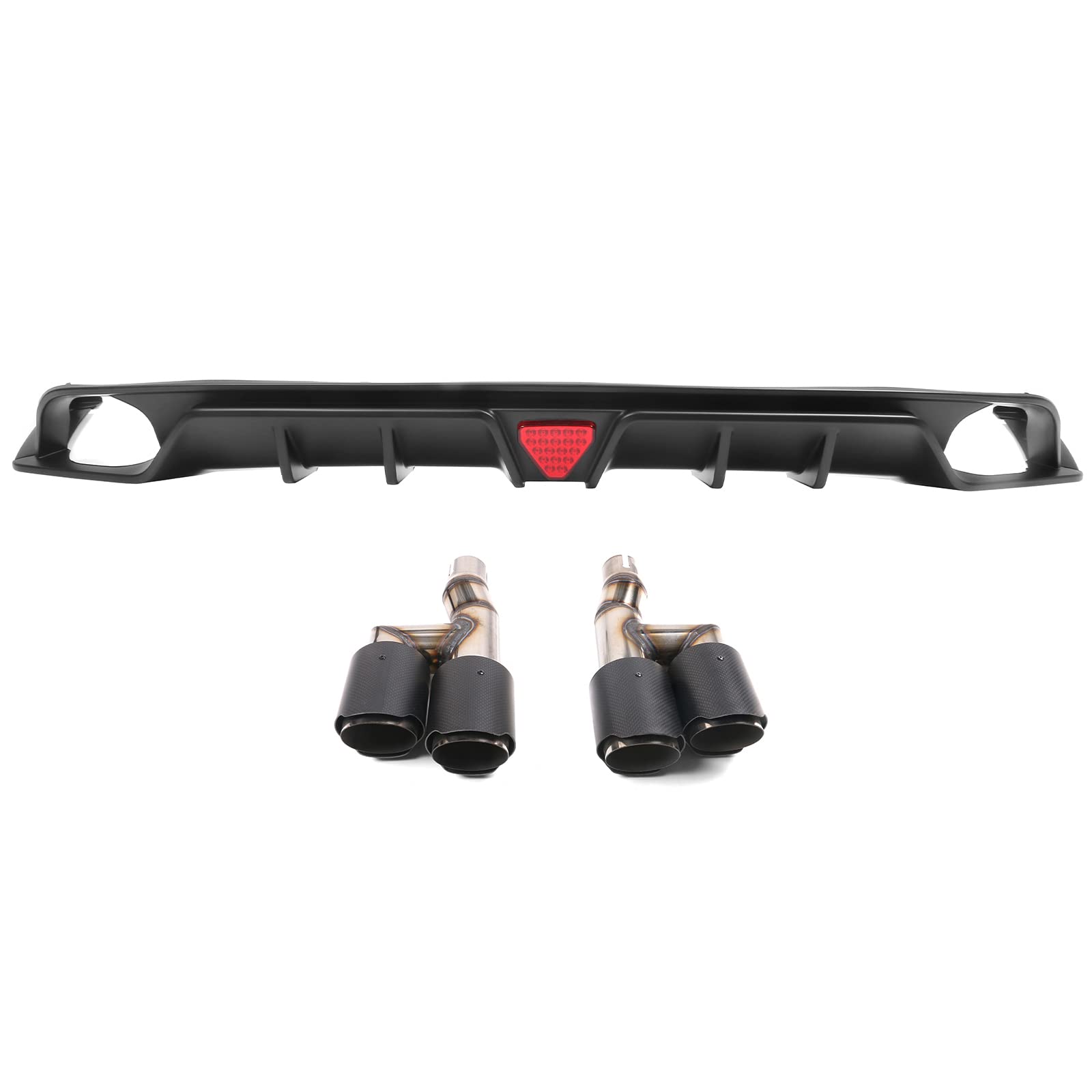 IKON MOTORSPORTS Rear Diffuser for 2022-2024 Honda Civic 11th Gen EX/Touring/Si - Matte Black PP Bumper Lip Body Kit | Aggressive Styling Upgrade for Street & Track Performance