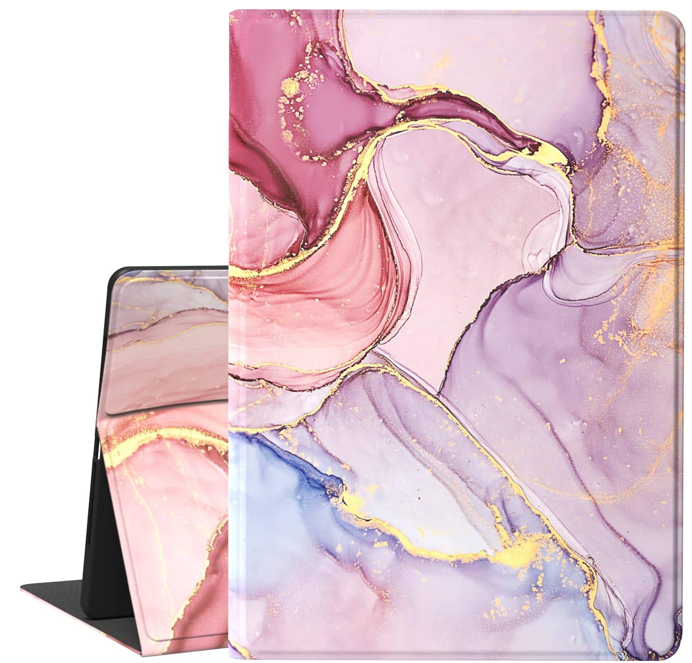 Feams Slim PU Leather iPad 9.7 Case (5th/6th Gen & Air 2) - Pink Marble Smart Cover with Auto Sleep/Wake & Multi-Angle Stand - Perfect for Work, School & Travel (Fits 2017/2018 iPad Models)