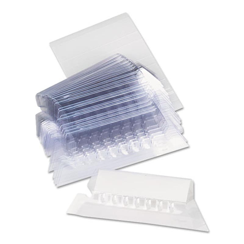 25 Pack Clear Plastic Hanging File Folder Index Tabs with White Inserts - Durable Office Organizer for Filing Cabinets, Desk Drawers & Document Storage