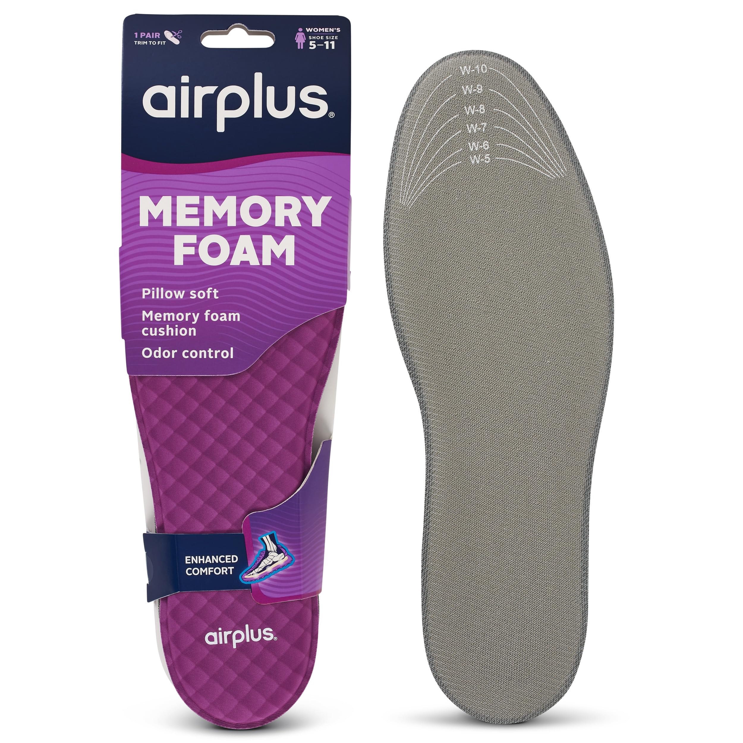 Airplus Memory Comfort Shoe Insoles with Memory Foam for Pressure Relief - Orthotic Arch Support for Men & Women - Perfect for Running, Walking & Work Shoes
