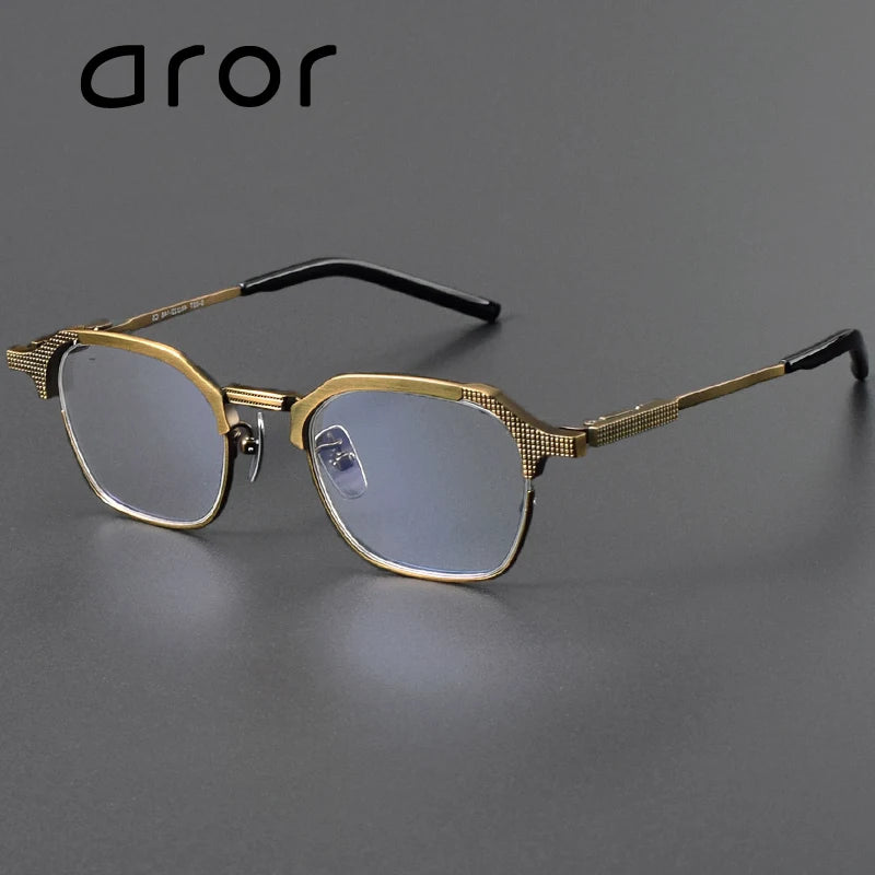 Stylish Unisex Full Rim Flat Top Square Titanium Eyeglasses Frame 490420 - Perfect for Work, Reading & Fashion Accessories