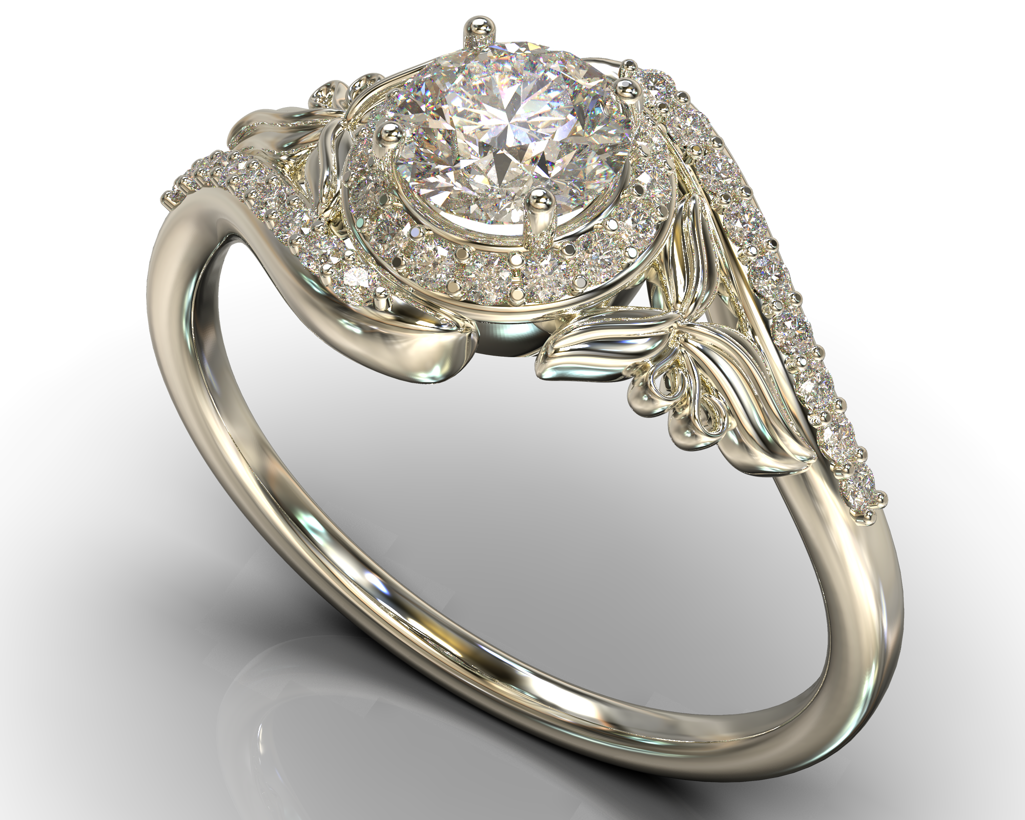 Exquisite Blooming Diamond Halo Engagement Ring - 14K White Gold Bridal Wedding Band for Women - Perfect for Proposals, Anniversaries & Romantic Occasions
