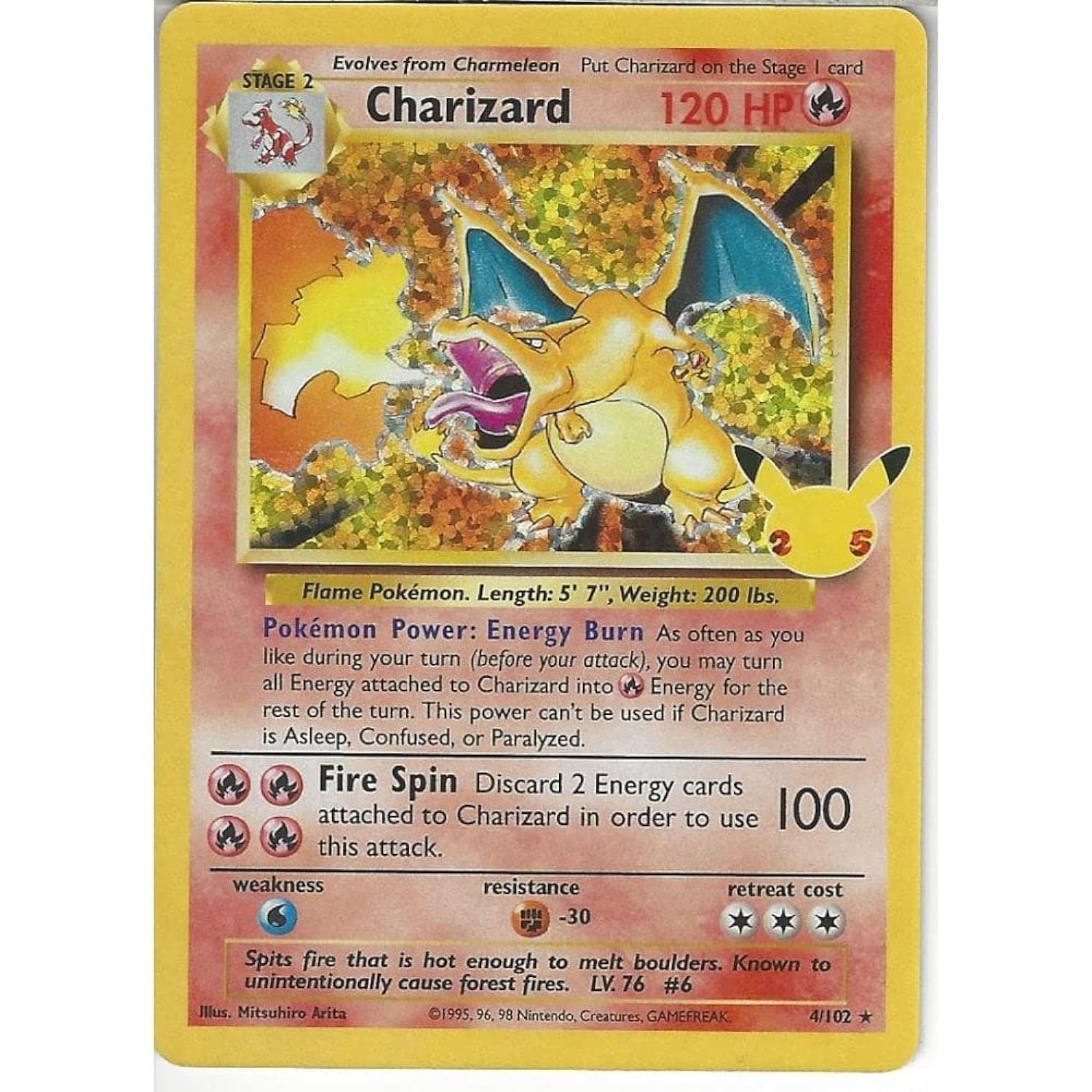 Pokemon Charizard Holo Rare Collectible Card 4/102 - First Edition Trading Card Game for Collectors & Players - Perfect for Gaming Battles, Display & Investment