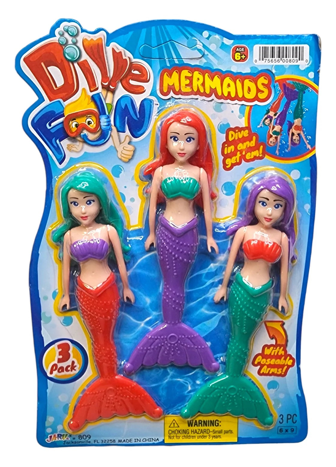 3 Pack of Mermaid Swim Toys for Kids - Waterproof Pool & Beach Fun, Perfect for Underwater Games, Swimming Lessons, and Summer Playtime