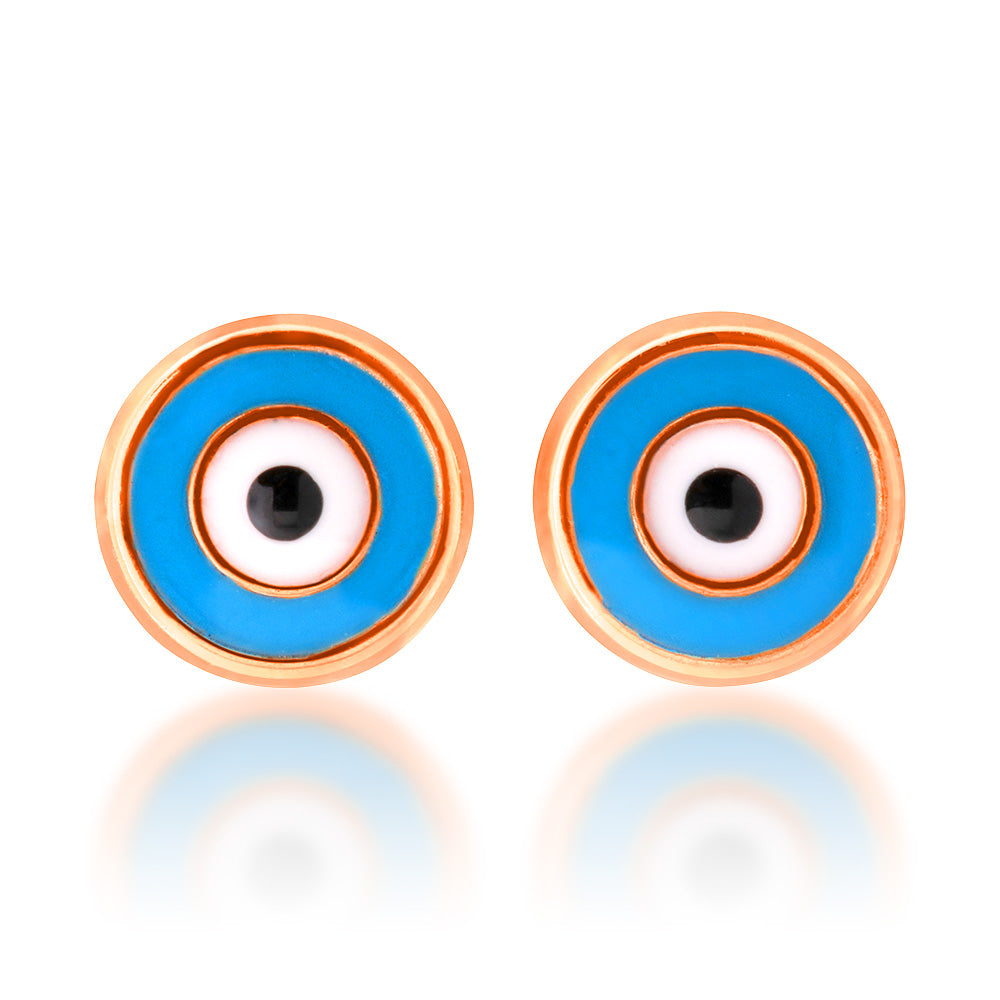 9ct Rose Gold Evil Eye Stud Earrings for Women - Protection Jewelry for Everyday Wear & Gifts