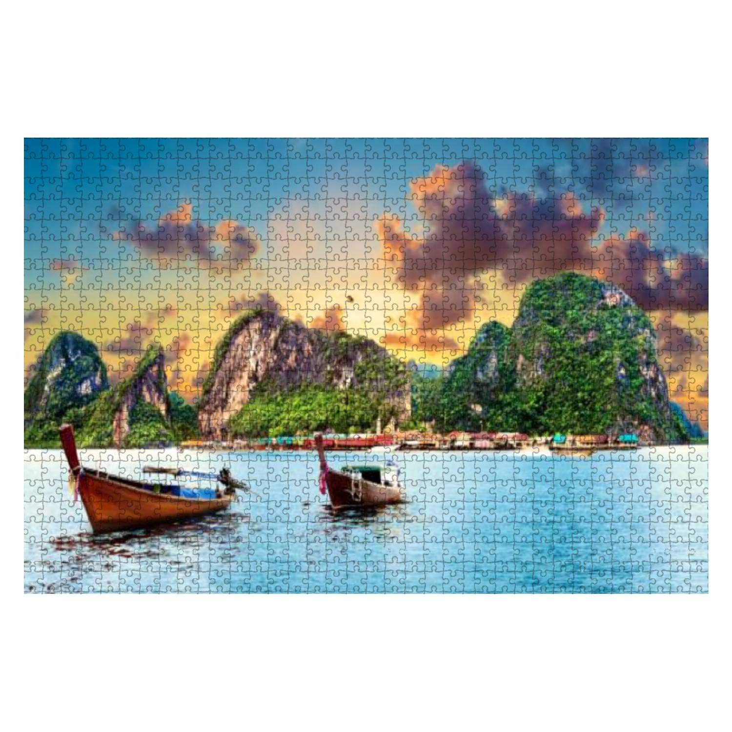 1000 Piece Wooden Jigsaw Puzzle - Scenic Phuket Landscape with Tropical Beach & Seascape, Thailand Puzzle for Adults & Kids, Educational Brain Teaser & Stress Relief Game | Perfect for Family Bonding, Classroom Activities & Relaxation Therapy