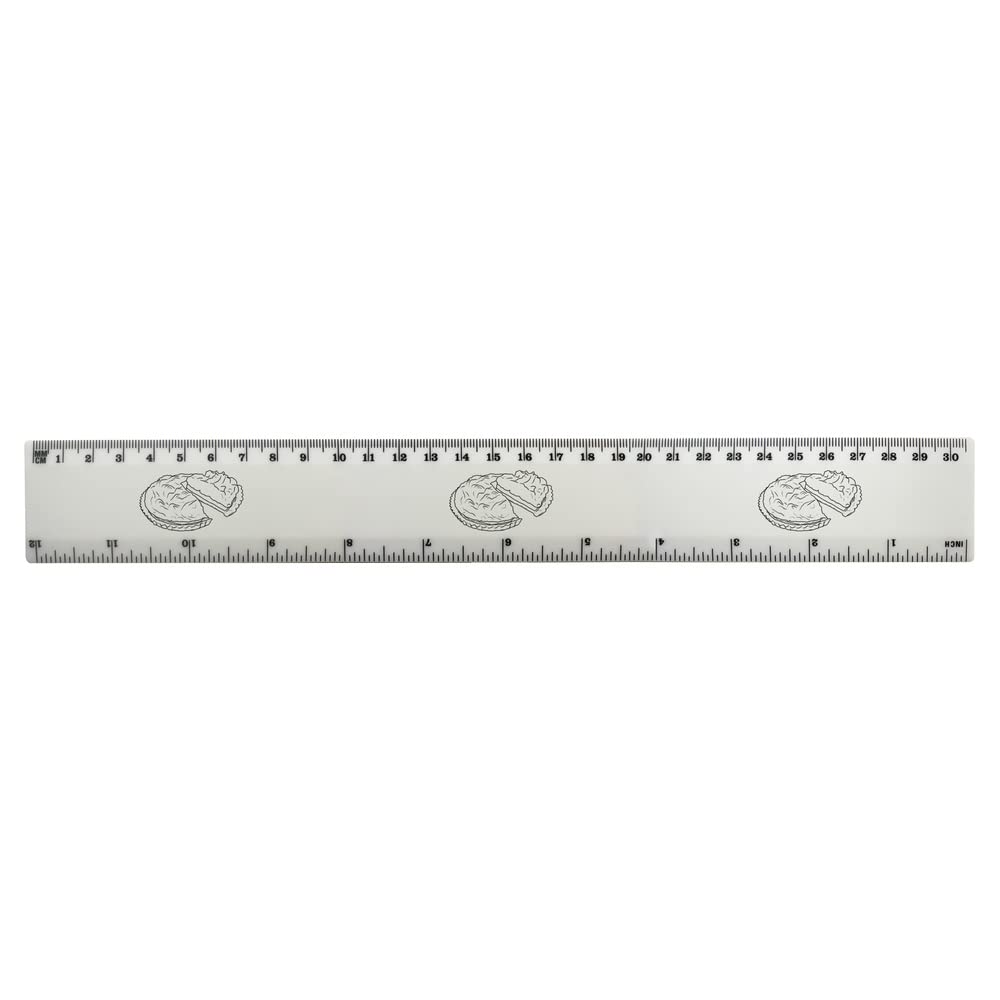 Azeeda 'Lemon Meringue Pie' 12 Inch White Plastic Ruler with Non-Slip Grip - Perfect for School, Office, Art Projects & DIY Crafts (RL00068718)