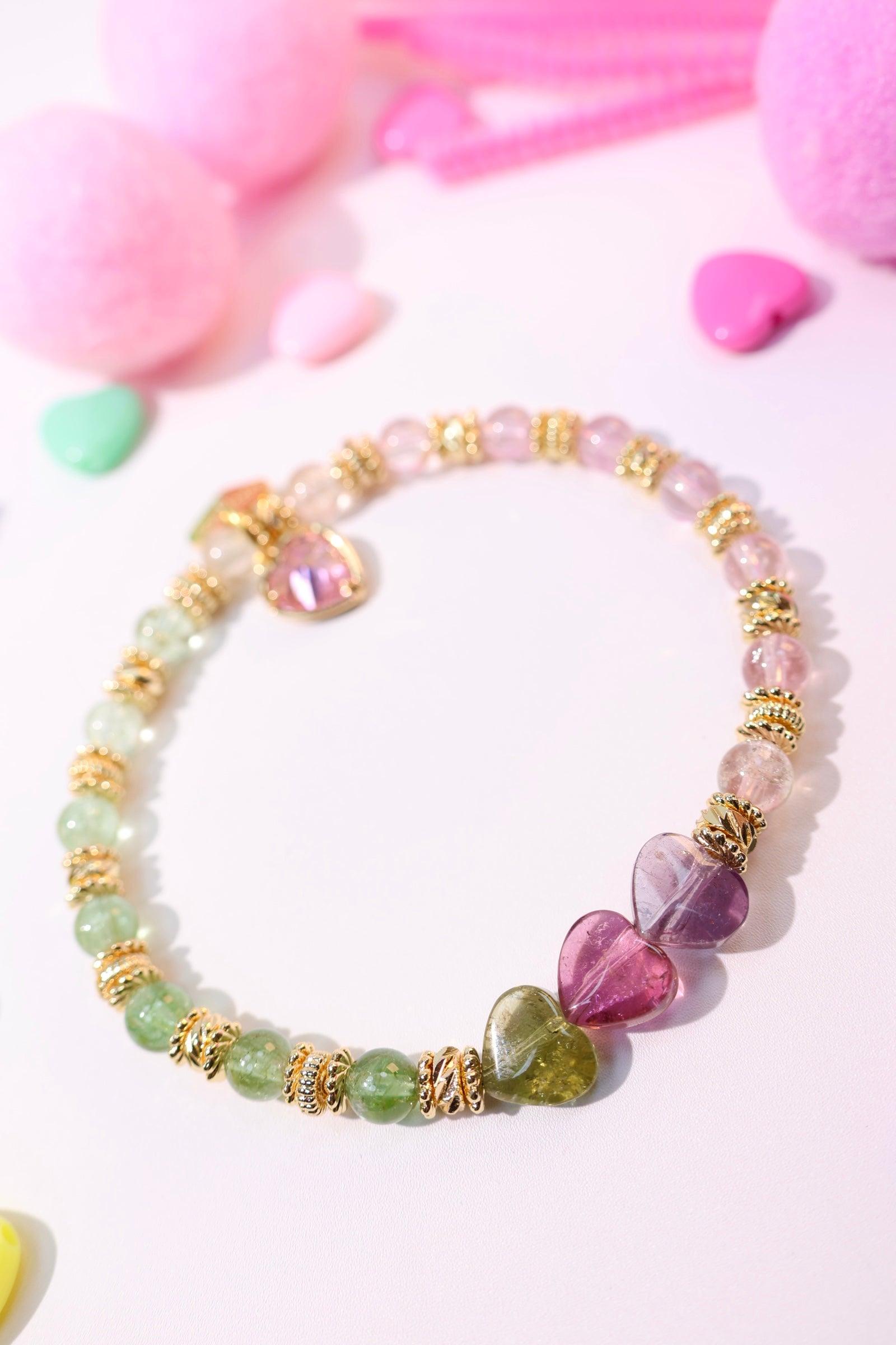 Gradient Heart Candy #09 Beaded Bracelet - Stylish & Trendy Jewelry for Women & Girls - Perfect for Valentine's Day, Birthday Gifts & Everyday Wear