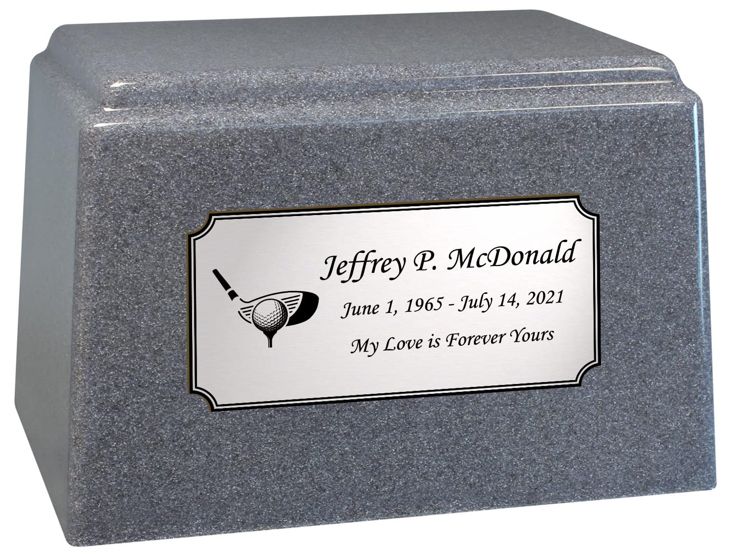 Personalized Golf Themed Bluestone Cremation Urn for Ashes - Elegant Cultured Marble Urn with 200 Cubic Inch Capacity (Holds Up to 200 lbs) - Perfect Memorial for Golf Lovers & Funeral Keepsake