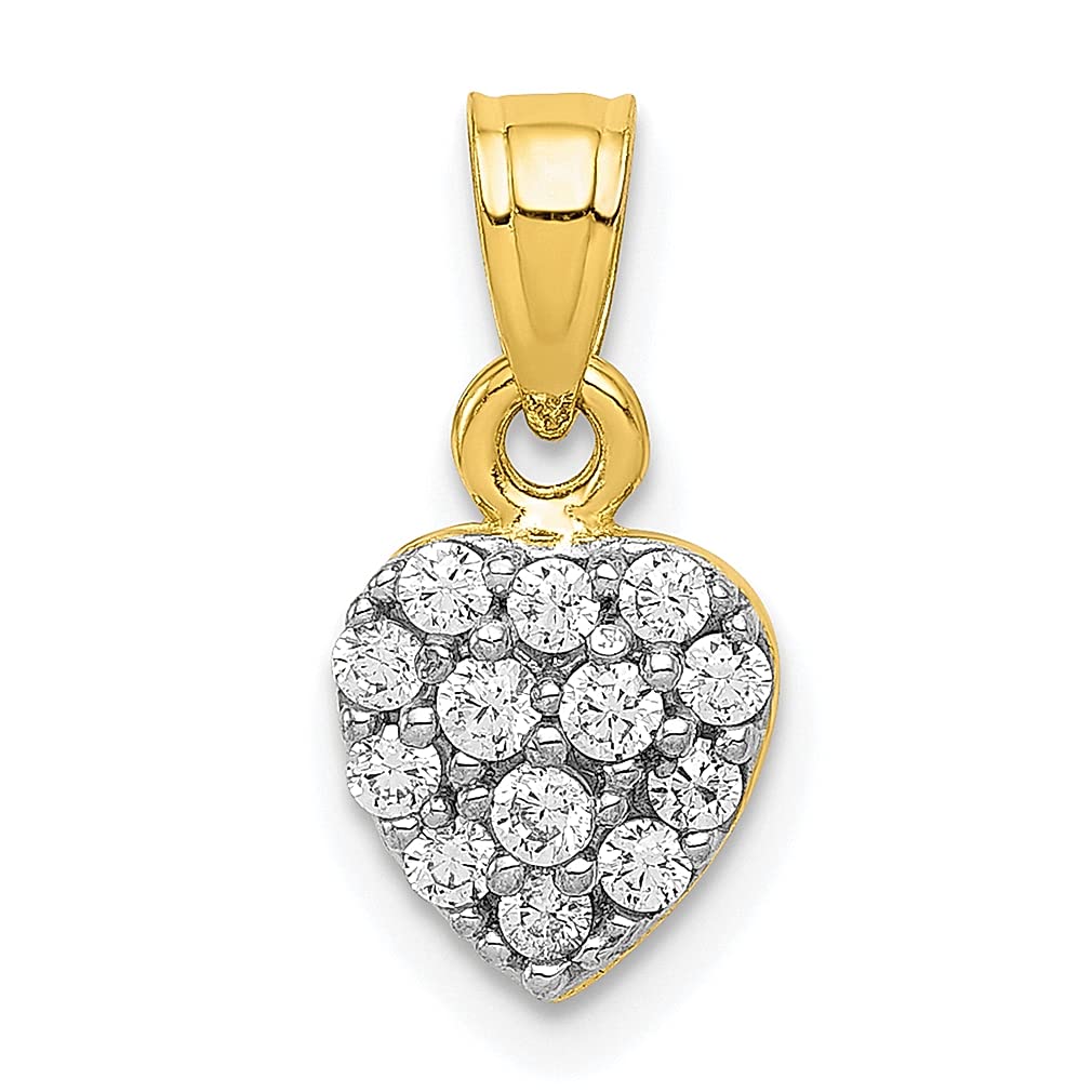 10K Yellow Gold Cubic Zirconia Heart Pendant Necklace for Women - Elegant CZ Cluster Charm Love Jewelry Gift for Her - Perfect for Valentine's Day, Anniversary & Romantic Occasions