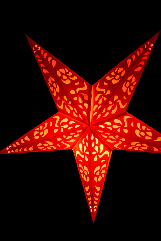 24 Pack Red Punch Paper Star Lanterns - Hanging Wedding & Party Decorations for Indoor/Outdoor Events, Baby Showers, Christmas & Chinese New Year Decor