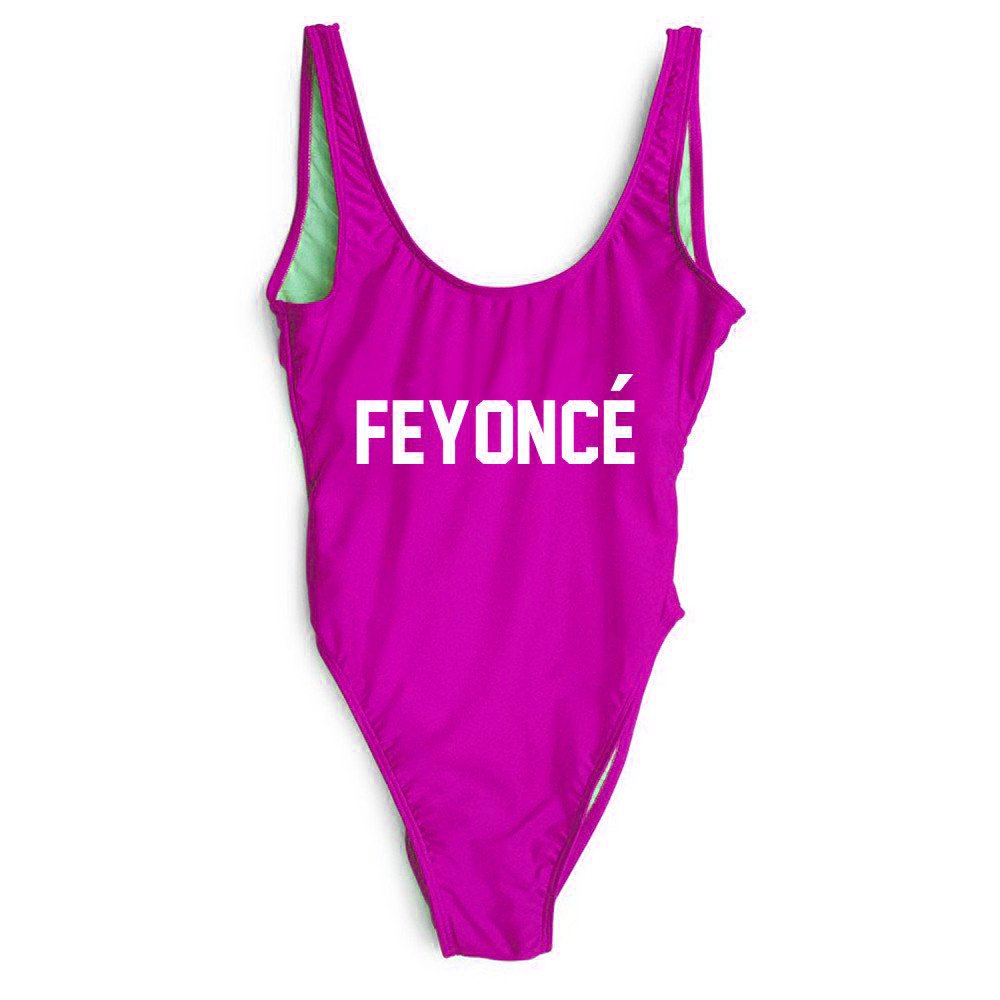 Feynoce Women's Backless One Piece Swimsuit with Letter Print - Sexy Monokini for Beach, Pool, and Summer Vacation