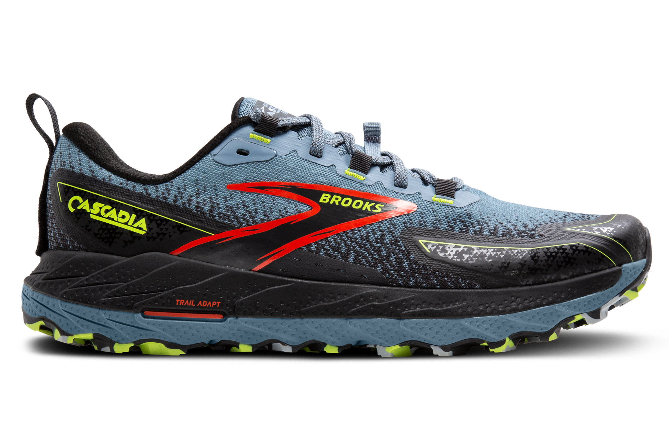 Brooks Cascadia 18 Trail Running Shoes for Men - Wide 2E Width - Citadel/Ebony/Lime - Lightweight & Durable for Hiking, Jogging & Outdoor Adventures