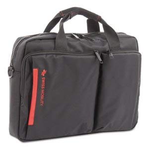 Swiss Mobility Stride Executive Briefcase - Professional Laptop Bag for Business Travel & Office Work - Fits 15.6 Inch Laptops - Durable Black Leather Briefcase (2 Pack) - Perfect for Business Meetings, Commuting & Corporate Gifts