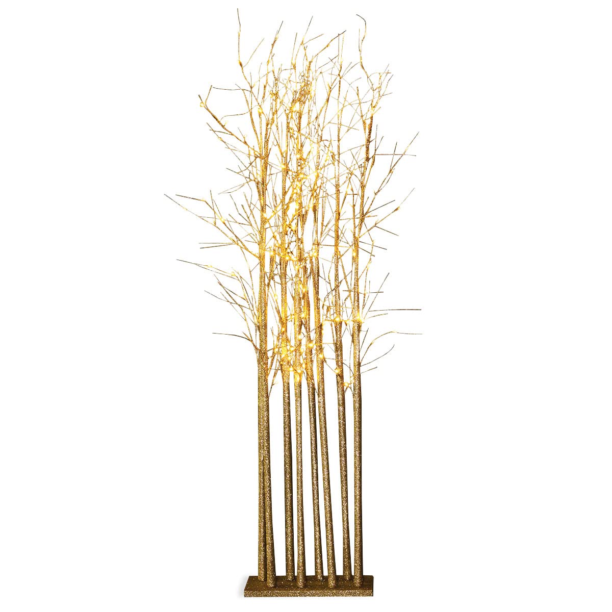 Large Lighted Champagne Glitter Tree Cluster - Artificial Christmas Tree with LED Lights for Wedding Decor, Party Centerpiece & Holiday Home Decor