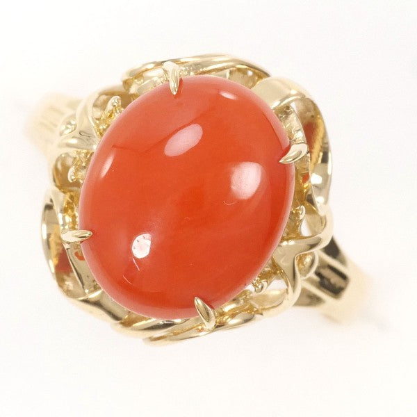18K Yellow Gold Coral Ring for Women - Elegant Handmade Jewelry Gift for Her - Perfect for Weddings, Anniversaries & Special Occasions