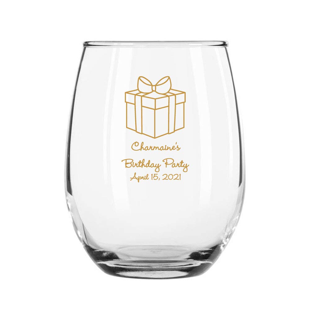 48 Pack Gold Stemless 9 oz Wine Glasses - Elegant Gift Box Set for Parties, Weddings, and Home Entertaining
