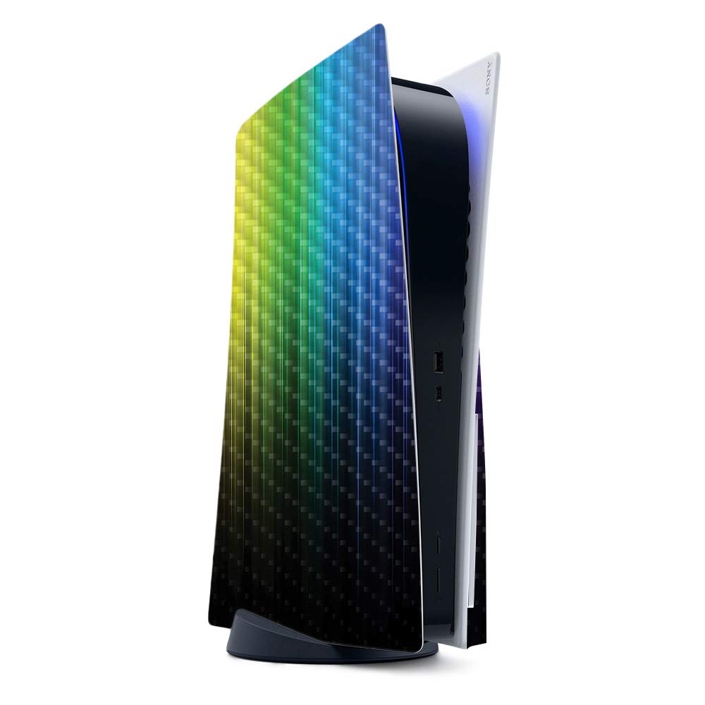 Premium Carbon Fiber Gaming Skin for PS5 & Playstation 5 - Rainbow Streaks Design | Durable Textured Finish | Easy to Apply | Made in USA | Perfect for Gaming Enthusiasts & Console Protection