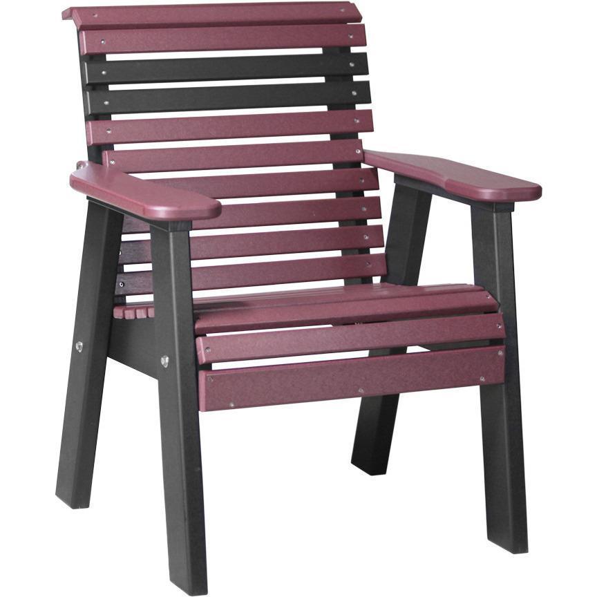 LuxCraft Cherry Wood 2-Foot Rollback Recycled Plastic Outdoor Chair with Cup Holder - Perfect for Patio, Garden, Poolside, and Backyard Relaxation