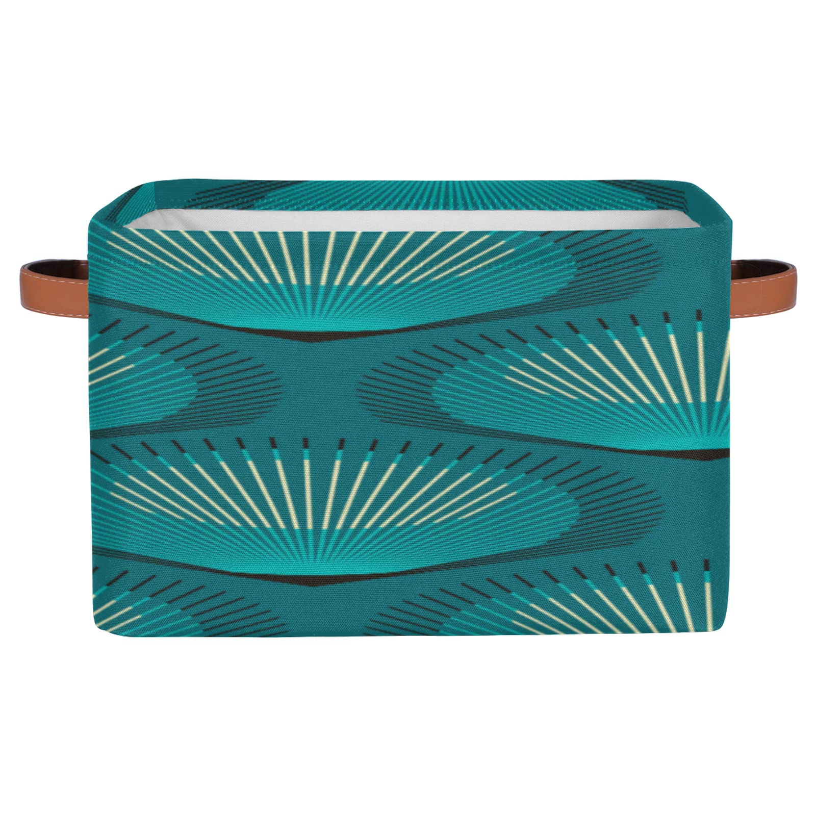 Peacock Feathers Rectangle Storage Basket with Handles - Collapsible Waterproof Canvas Organizer Bin for Toys, Books, Clothes | Perfect for Closet, Nursery, Playroom & Gift Giving