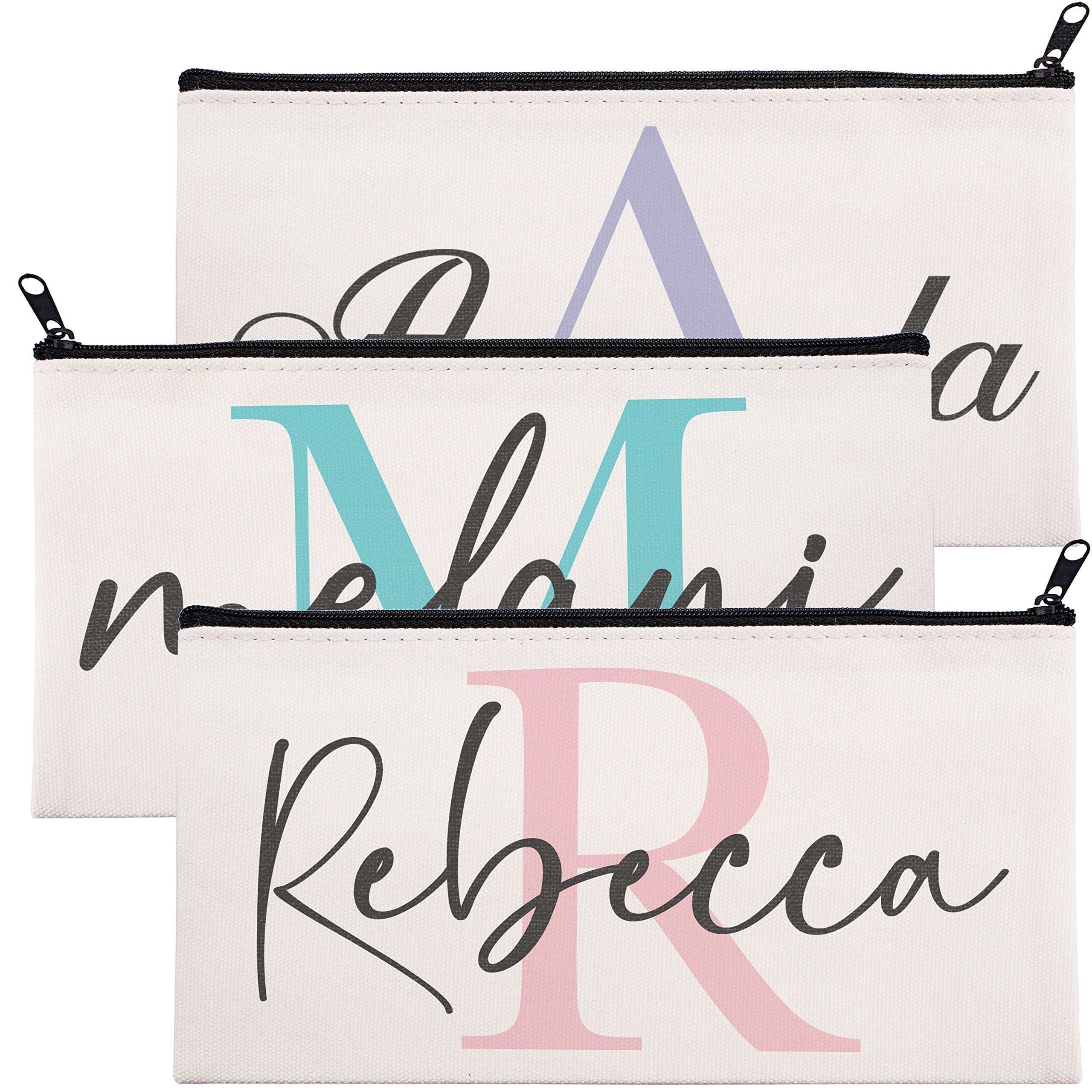 Custom Personalized Makeup Bag for Women - Monogrammed Toiletry Pouch with Name - Perfect for Bachelorette Parties, Bridal Showers & Travel Essentials (Style C002)