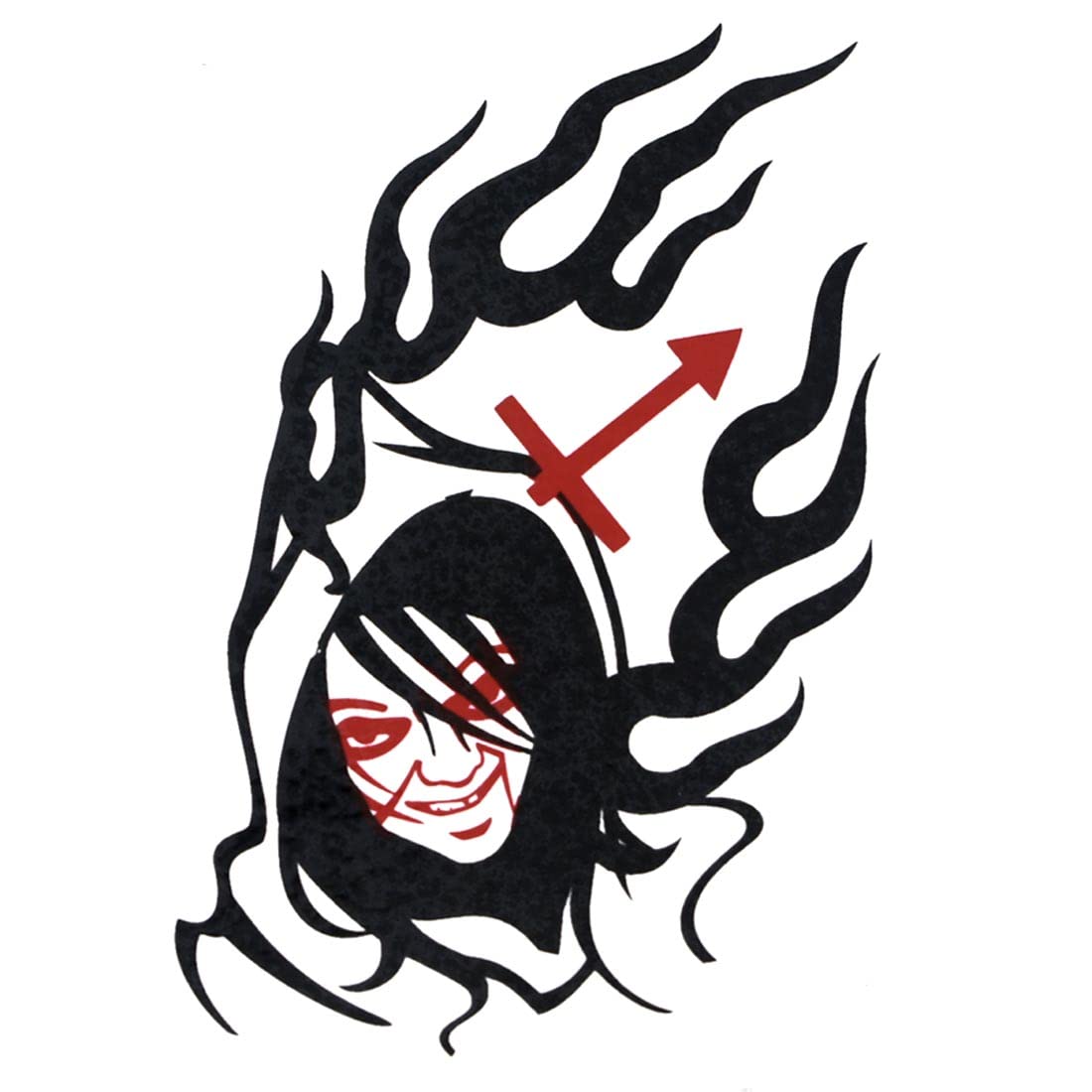 AFH Evil Women Waterproof Temporary Tattoo Stickers - Black & Red Body Art for Men & Women | Halloween, Cosplay, Parties & Festivals