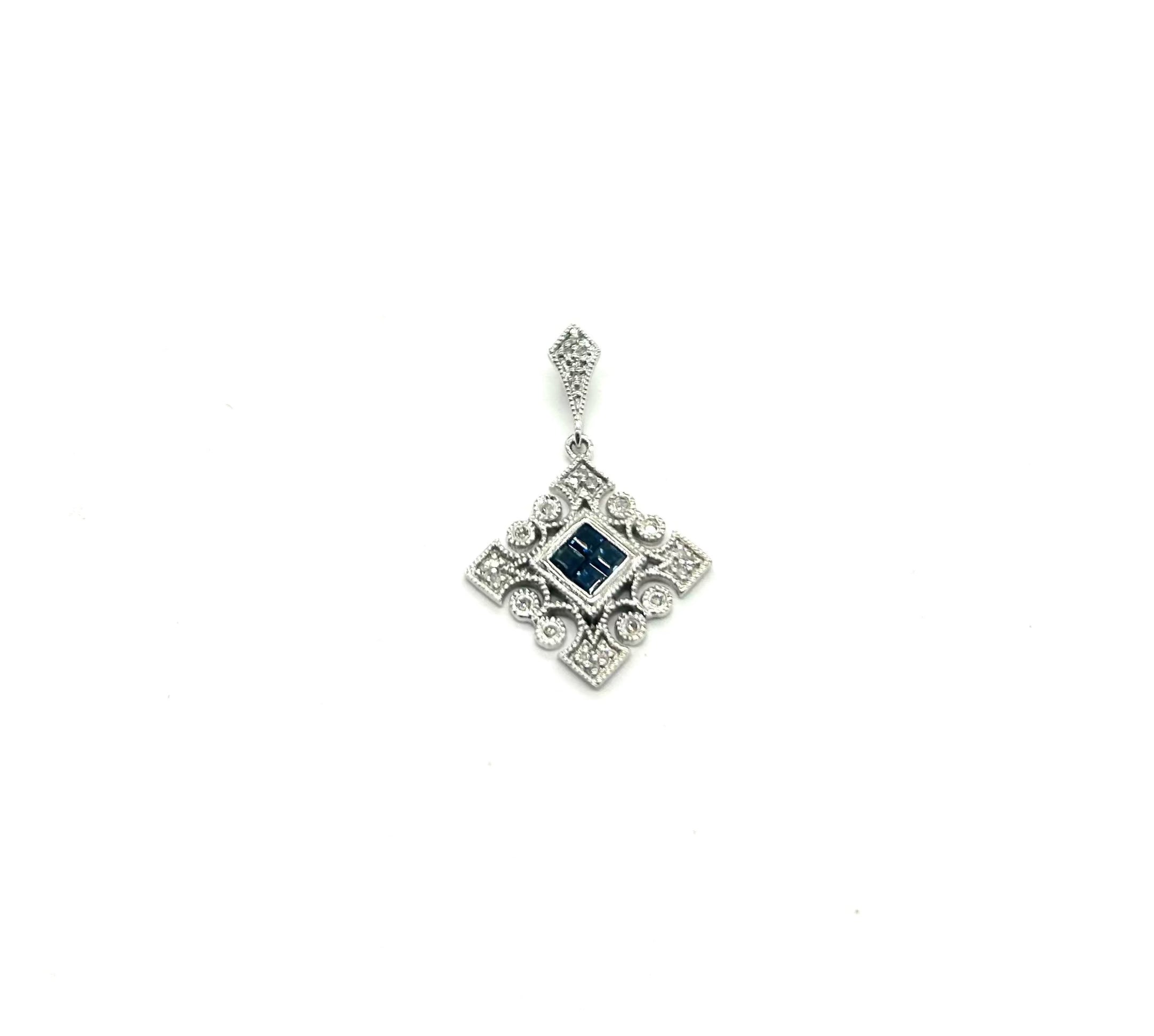 Exquisite Diamond & Blue Sapphire Drop Pendant Necklace - Elegant Jewelry Gift for Women - Perfect for Weddings, Anniversaries & Special Occasions