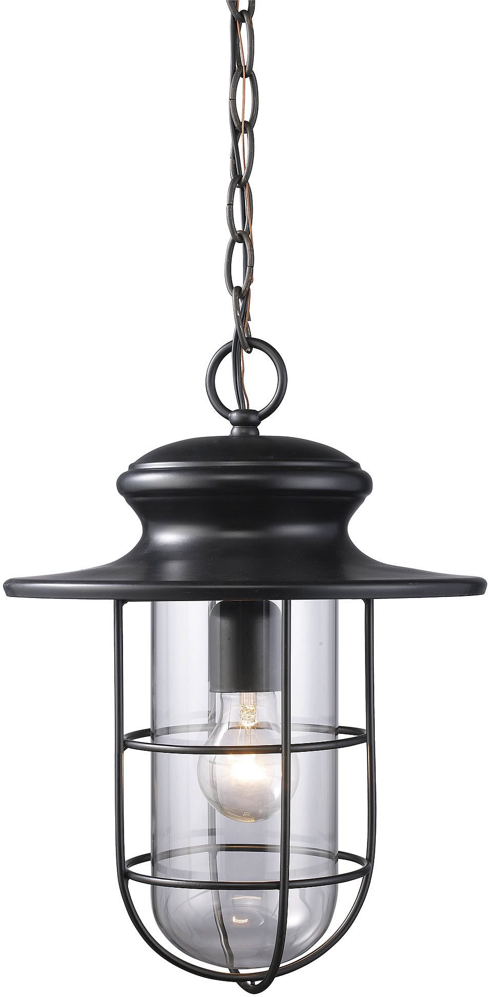 11W Matte Black Outdoor Pendant Light with Transparent Glass - Waterproof Hanging Fixture for Porch, Patio, and Garden Lighting