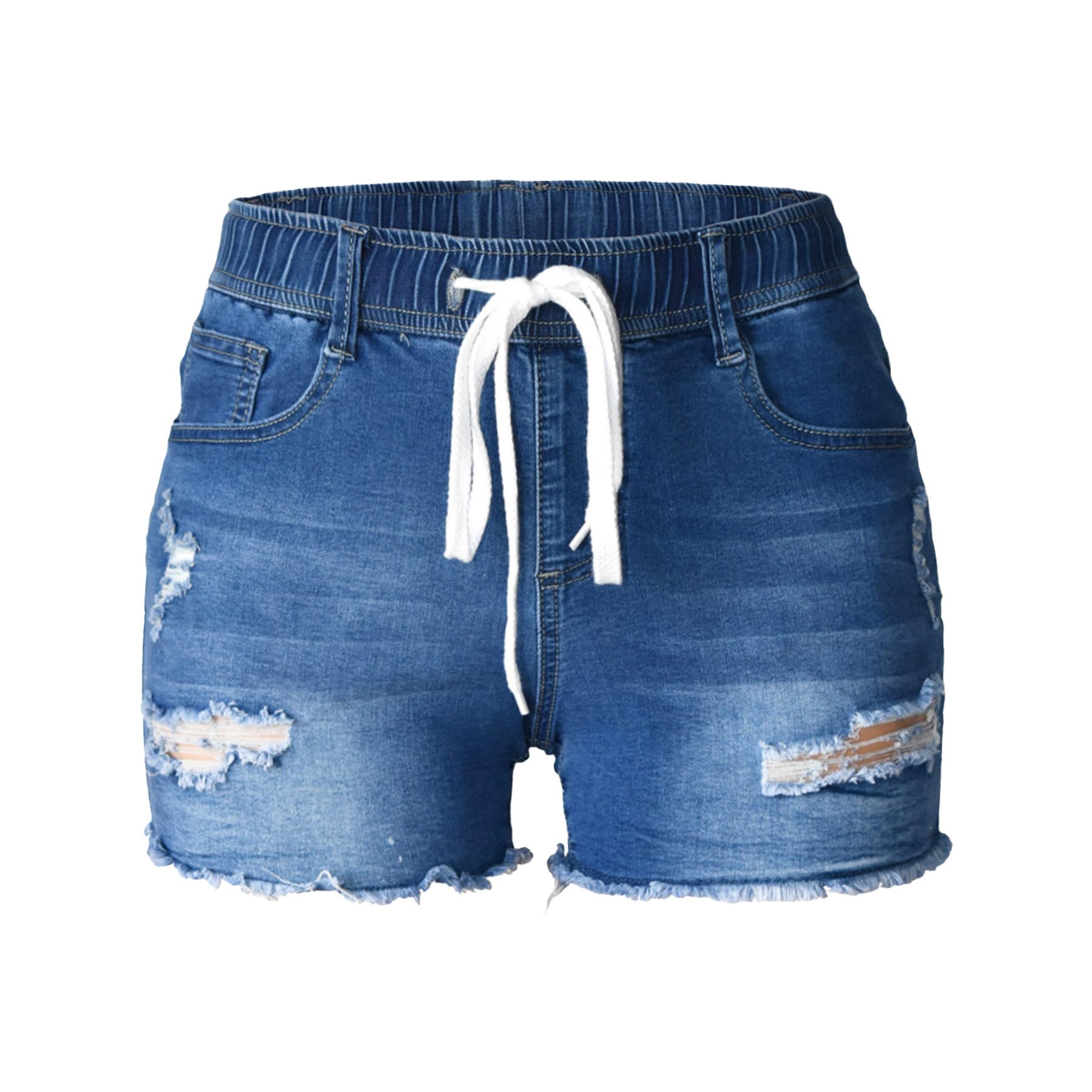 Atditama Women's Ripped Denim Shorts - Stretch Skinny High Waist Frayed Jean Shorts for Summer | Beach Outfits, Casual Wear & Street Style Fashion
