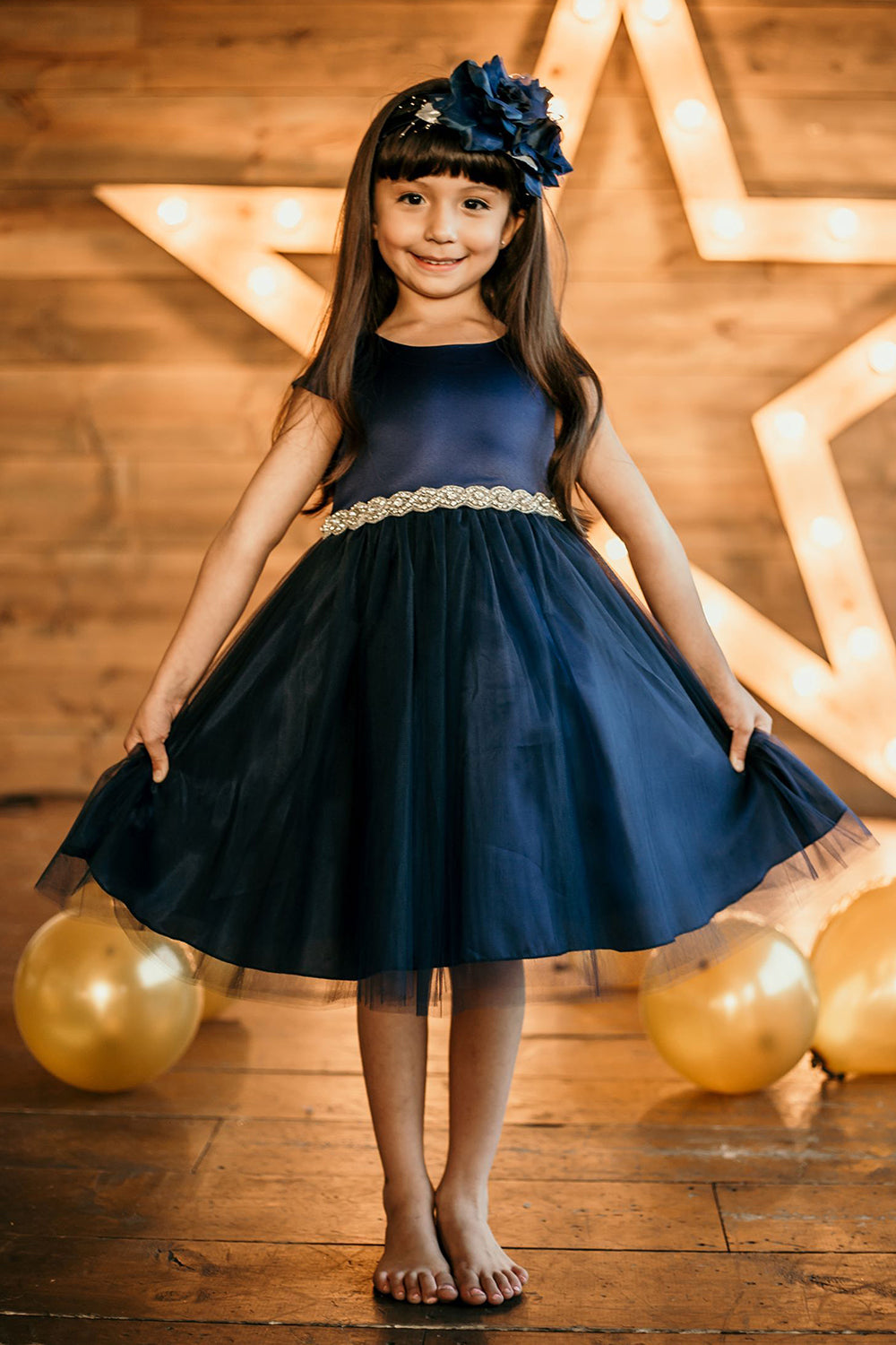 Big Girls Navy Satin Tulle Rhinestone Christmas Party Dress Sizes 8-14 | Holiday Pageant, Formal Occasions & Special Events