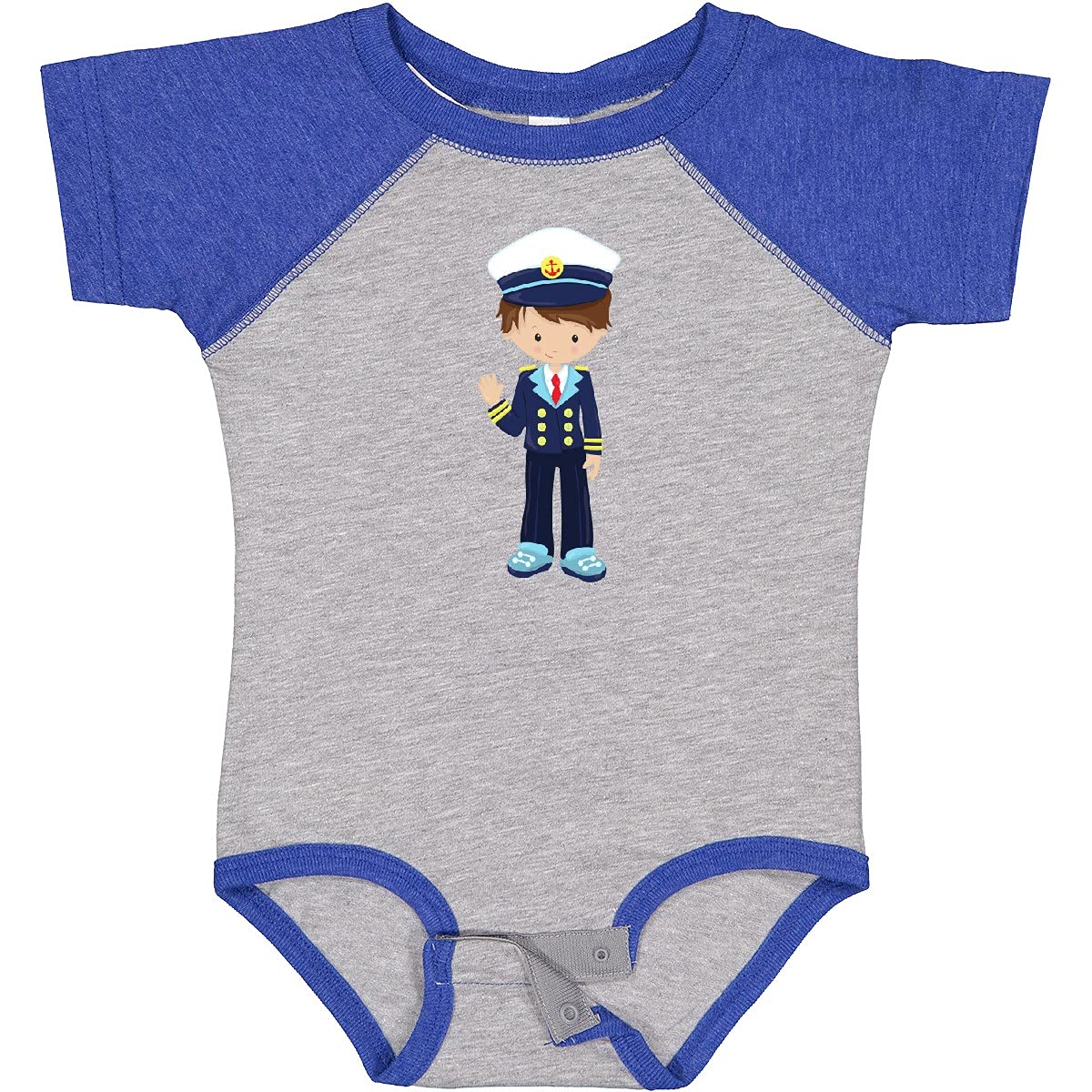 Inktastic Boat Captain & Skipper Cute Brown Hair Baby Bodysuit - Soft Cotton Infant Onesie for Boys, Nautical Theme Outfit for Newborns & Toddlers - Perfect for Beach Trips, Family Photos & Boat Parties