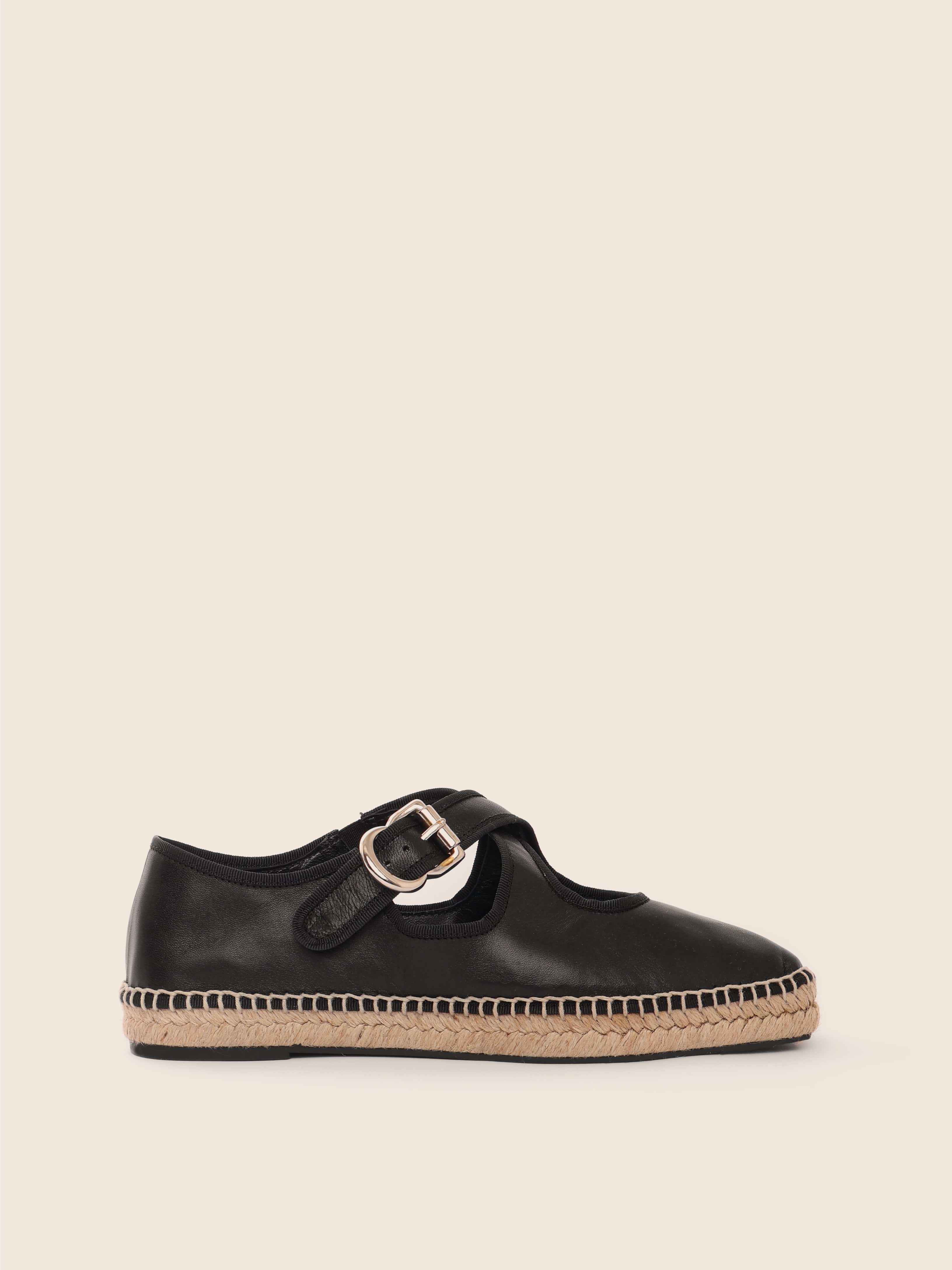 Leiro Black Espadrille Shoes for Women - Comfortable Summer Casual Flats with Jute Sole | Perfect for Beach, Vacation, and Everyday Wear