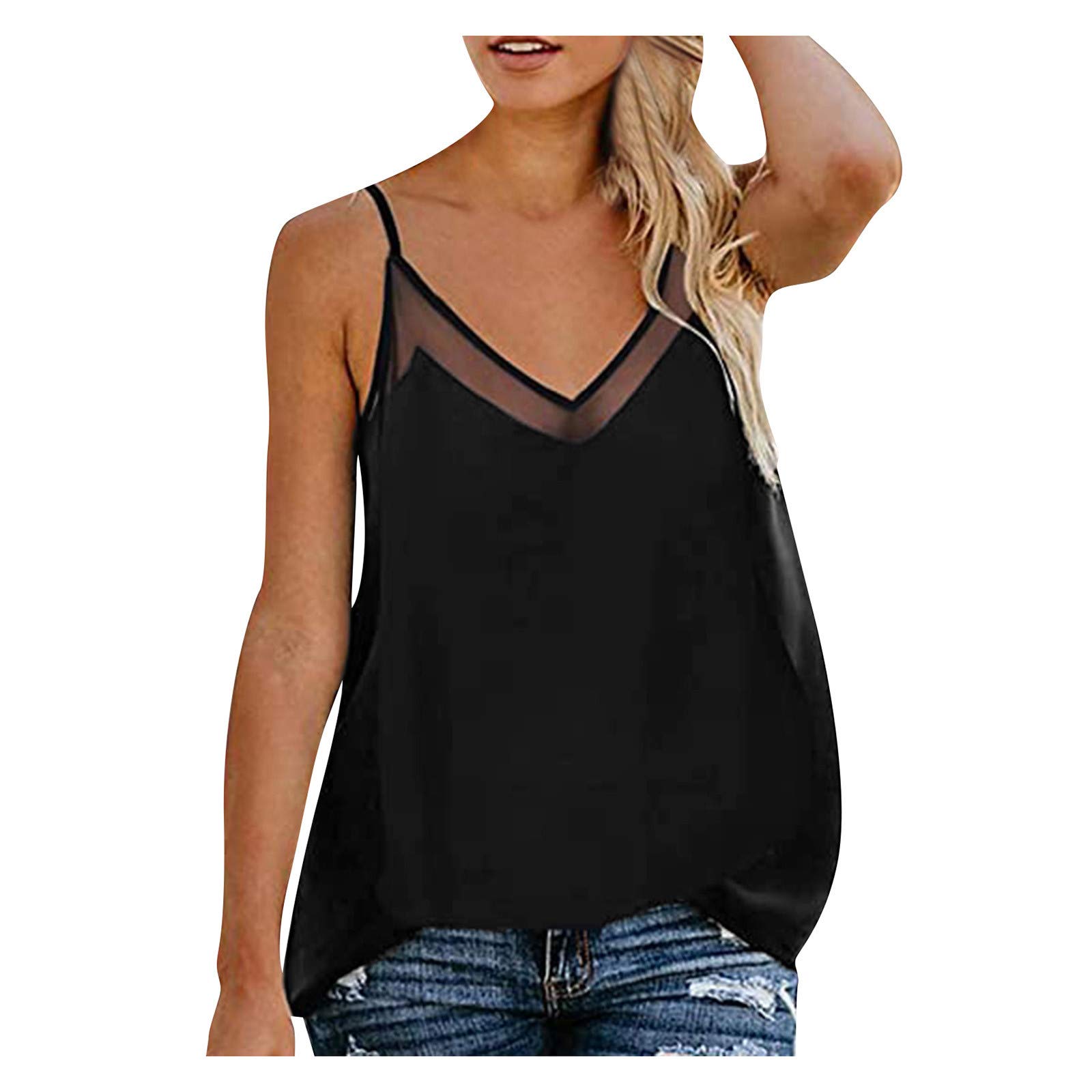 Women's Fashion V-Neck Lace Vest Tank Top - Sleeveless Blouse & Casual T-Shirt for Summer | Perfect for Beach, Party, and Everyday Wear