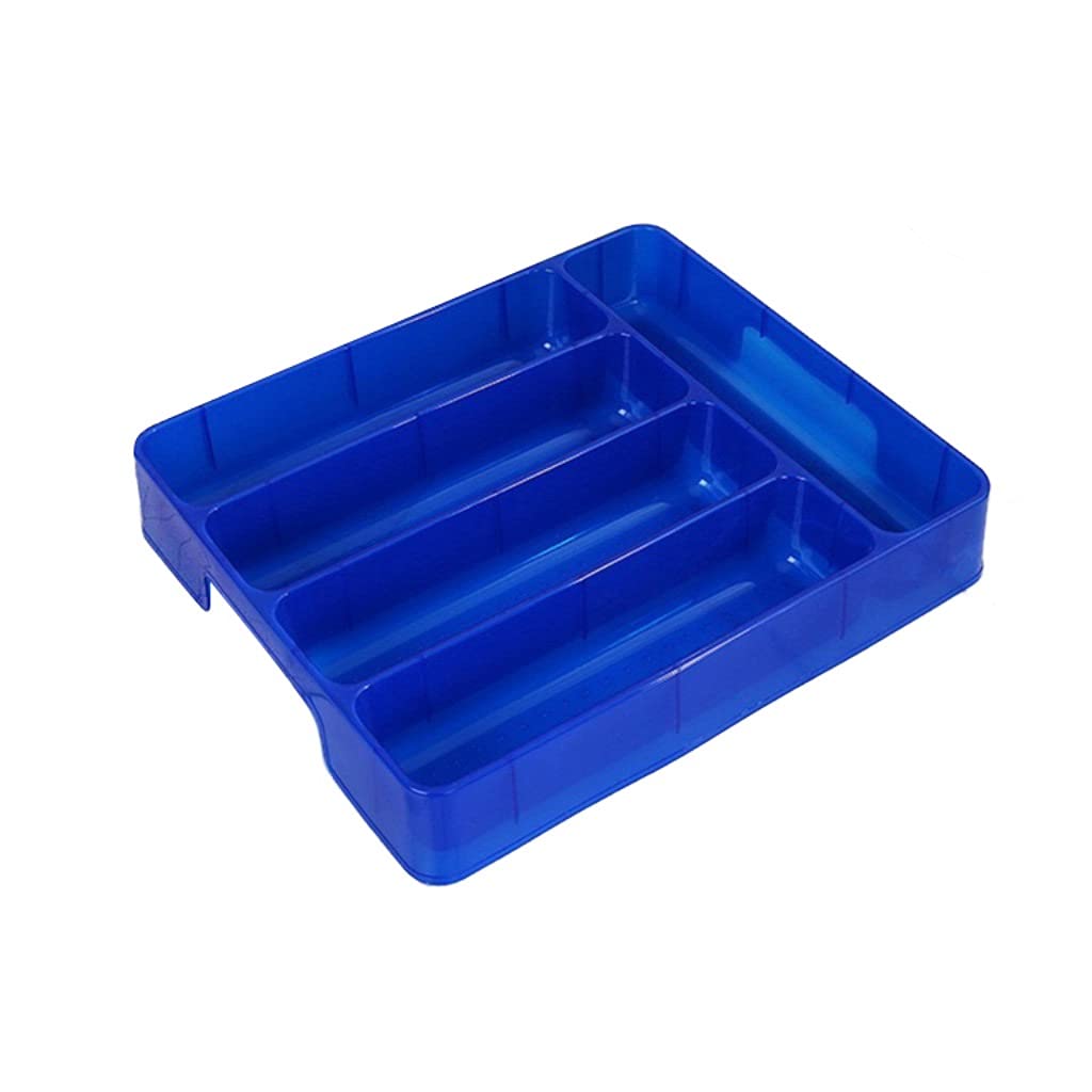 GANFANREN Kitchen Drawer Organizer - Portable Cutlery Storage Box with Dividers, Utensil Tray for Knives, Forks & Spoons - Blue - Perfect for Home Kitchen, Office & Camping Organization