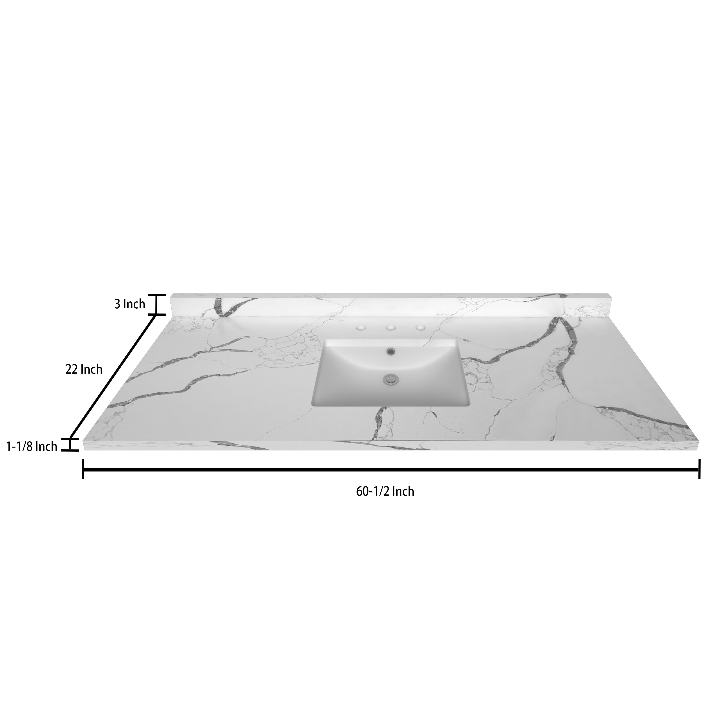 Premium Calacatta White Quartz Countertop - 60.5
