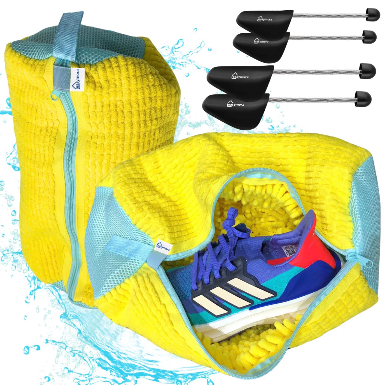 2PCS Reusable Shoe Washing Machine Bags for Sneakers, Tennis & Gym Shoes with 4 Shoe Trees - Durable Laundry Cleaner Bags for Washer & Dryer - Perfect for Travel, Sports & Daily Shoe Care - Men & Women Shoe Protection Accessories