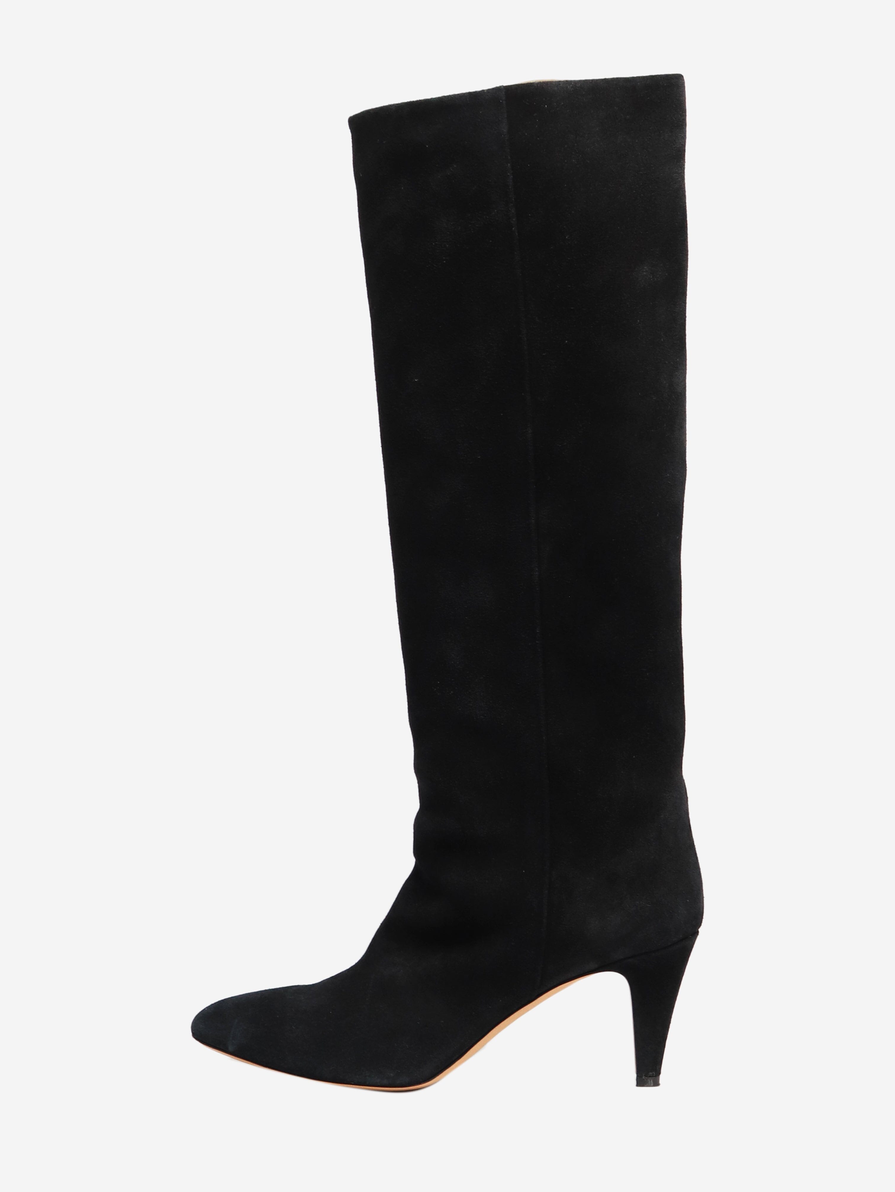 Stylish Black Suede High Boots for Women - Size EU 41 (UK 8) - Perfect for Fall/Winter Fashion, Date Nights & Office Wear