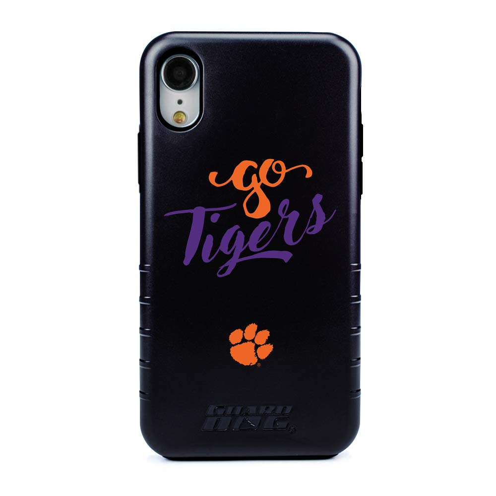 Clemson Tigers iPhone XR Hybrid Protective Case - Durable Guard Dog Collegiate Cover with Script Black Design - Perfect for Game Day & School Spirit