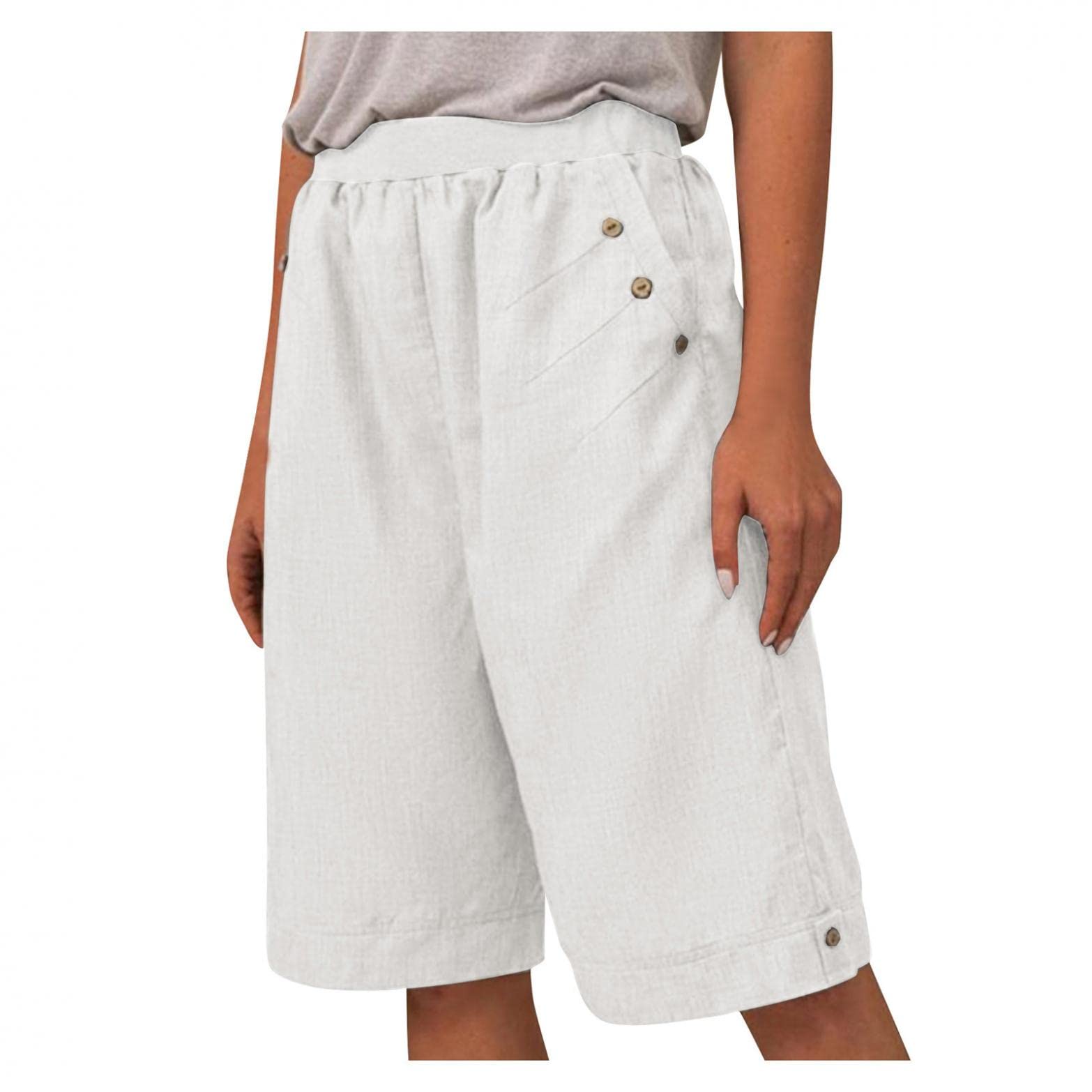 LEIYAN Women's Hiking Cargo Shorts - Elastic Waist Quick Dry Cotton Linen Stretch Shorts for Golf, Running & Summer Outdoor Activities | Perfect for Hiking, Camping and Sports
