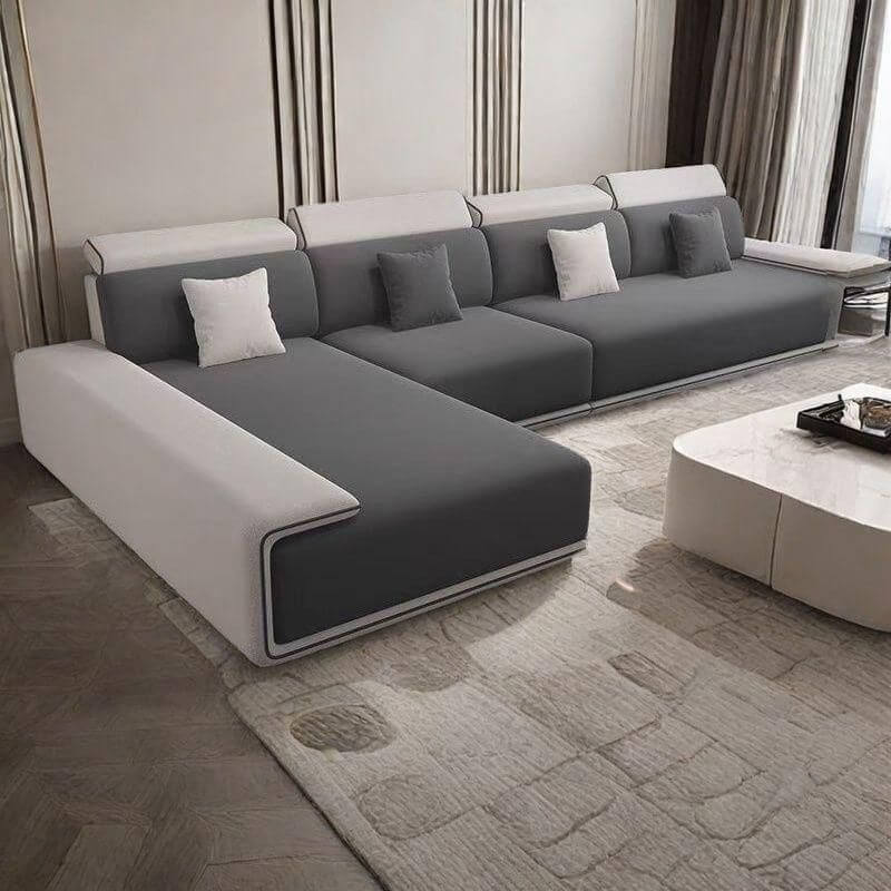 L-Shaped Scratch-Resistant Corner Sectional Sofa in Dove Grey - 3-Piece Left-Facing Armless Design with Chaise | Perfect for Living Room, Family Room & Small Spaces