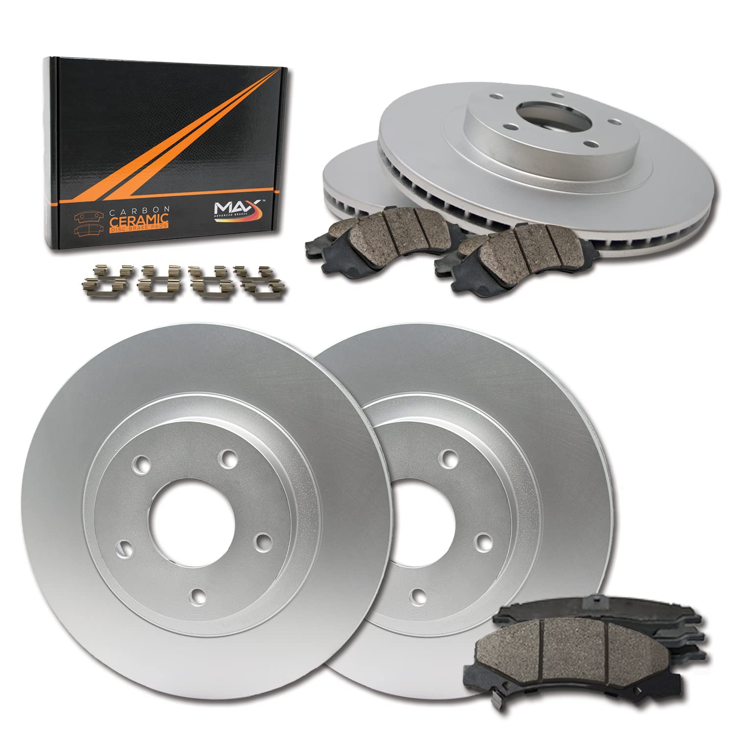 High-Performance Front & Rear Max Brakes Geomet OE Rotors with Carbon Ceramic Pads KT033663 - Perfect for Racing, Track Days & High-Speed Driving