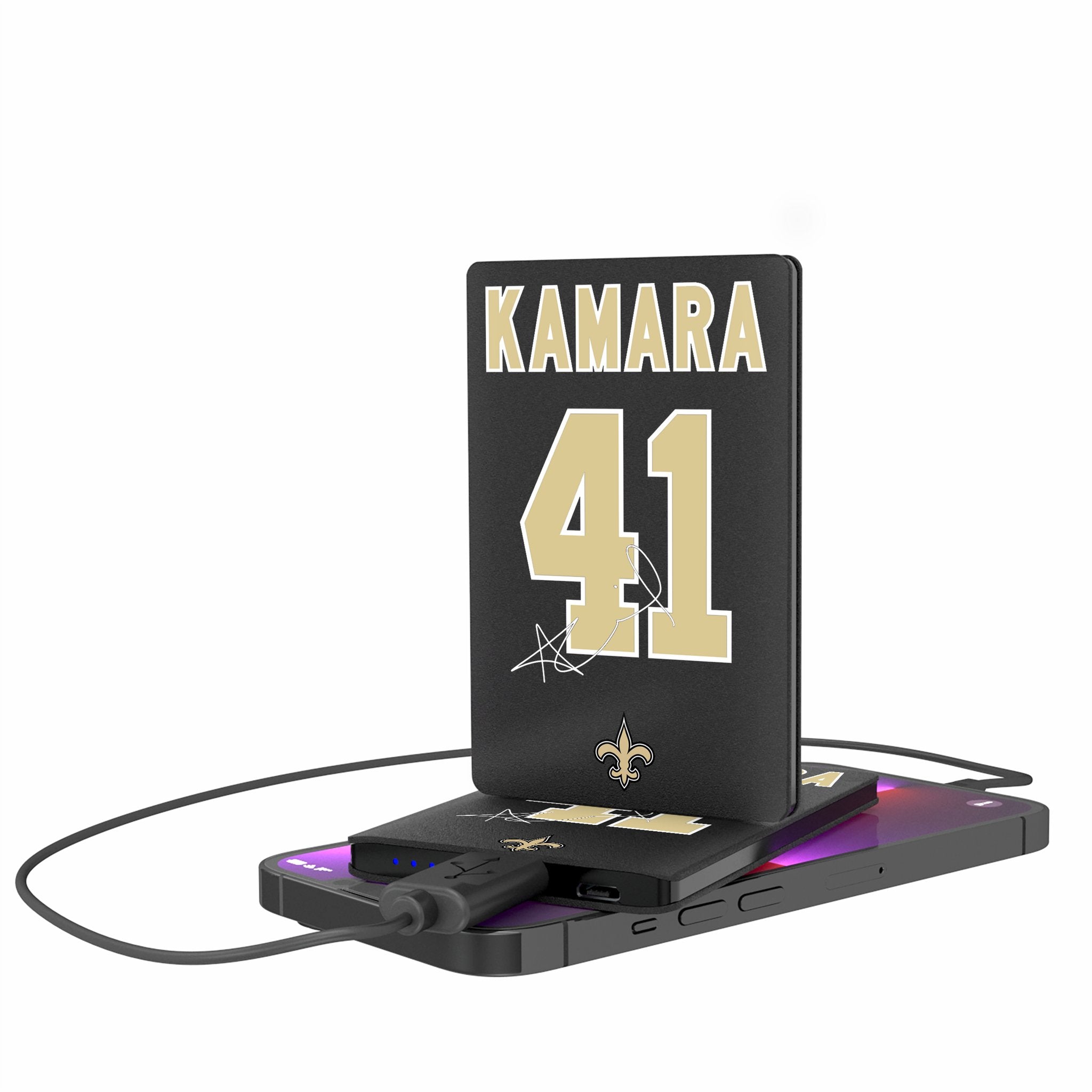 Alvin Kamara New Orleans Saints 41 Ready 2500mAh Portable Credit Card Power Bank - Perfect for Travel, Work, and Emergency Charging On-the-Go